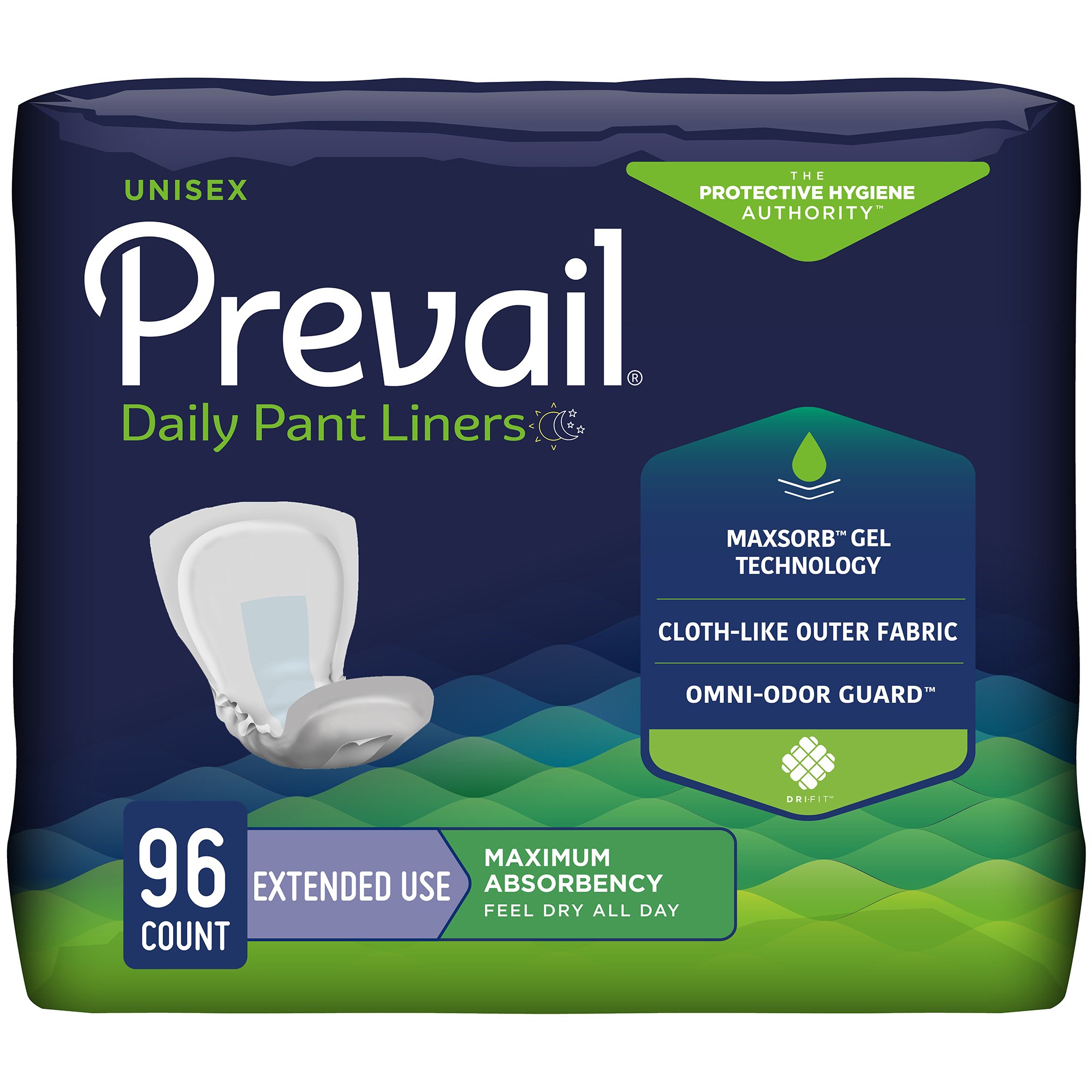 First Quality Products LLC PL-115 - Prevail® Daily Pant Liners Moderate Absorbency Incontinence Liner, 28 Inches - 16/Pack, 96/Case