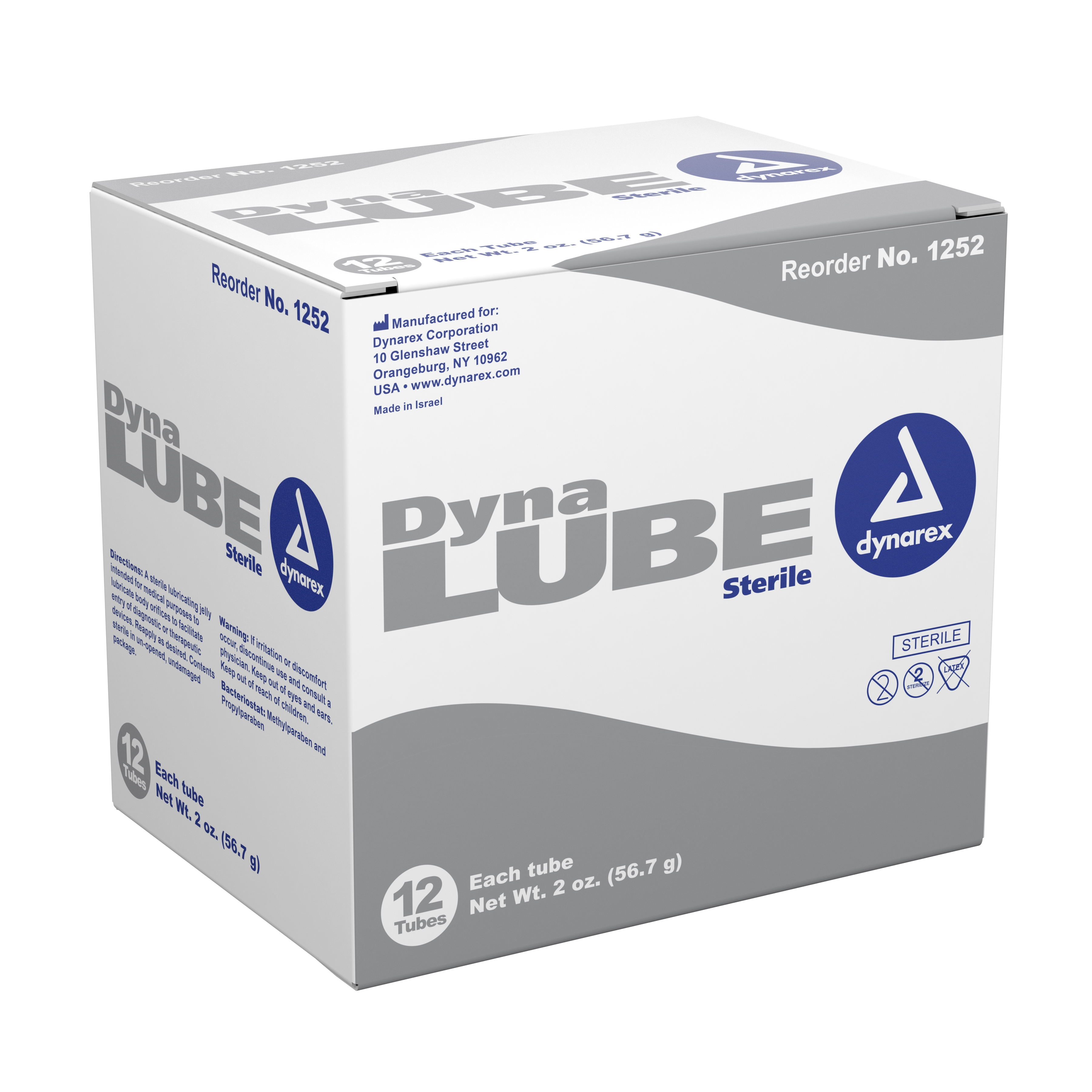 Dynarex 1252 - DynaLube Lubricating Jelly, 2-ounce tube - 1/Each, 12/Box, 72/Case