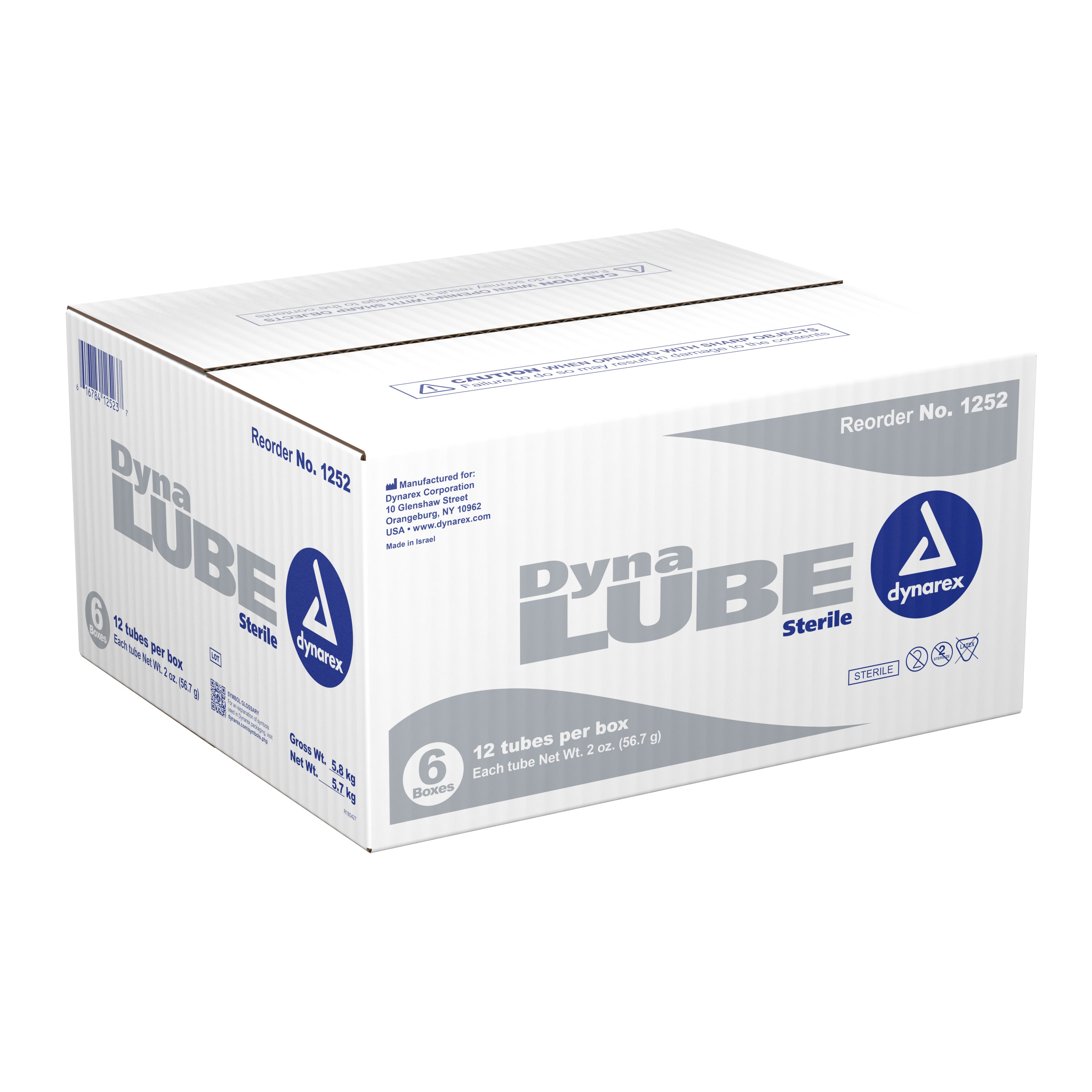 Dynarex 1252 - DynaLube Lubricating Jelly, 2-ounce tube - 1/Each, 12/Box, 72/Case