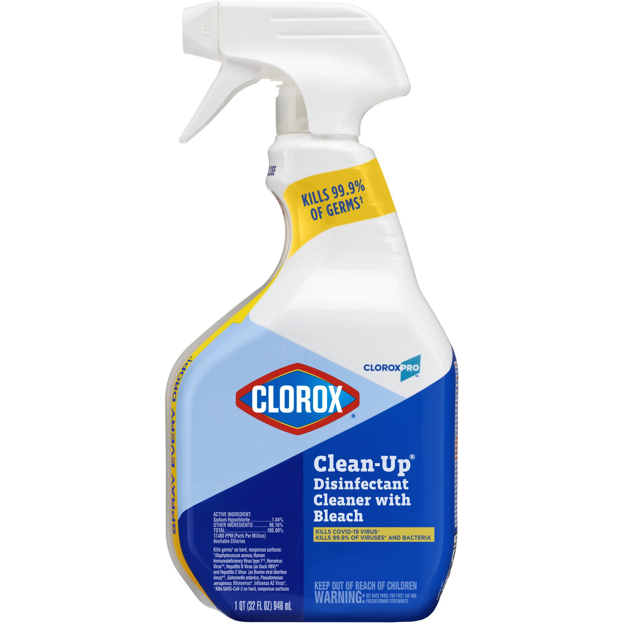 The Clorox Company 35417 - Clorox Pro™ Clean-Up® Disinfectant Cleaner w/ Bleach, 32-ounce spray bottle - 1/Bottle, 9/Case