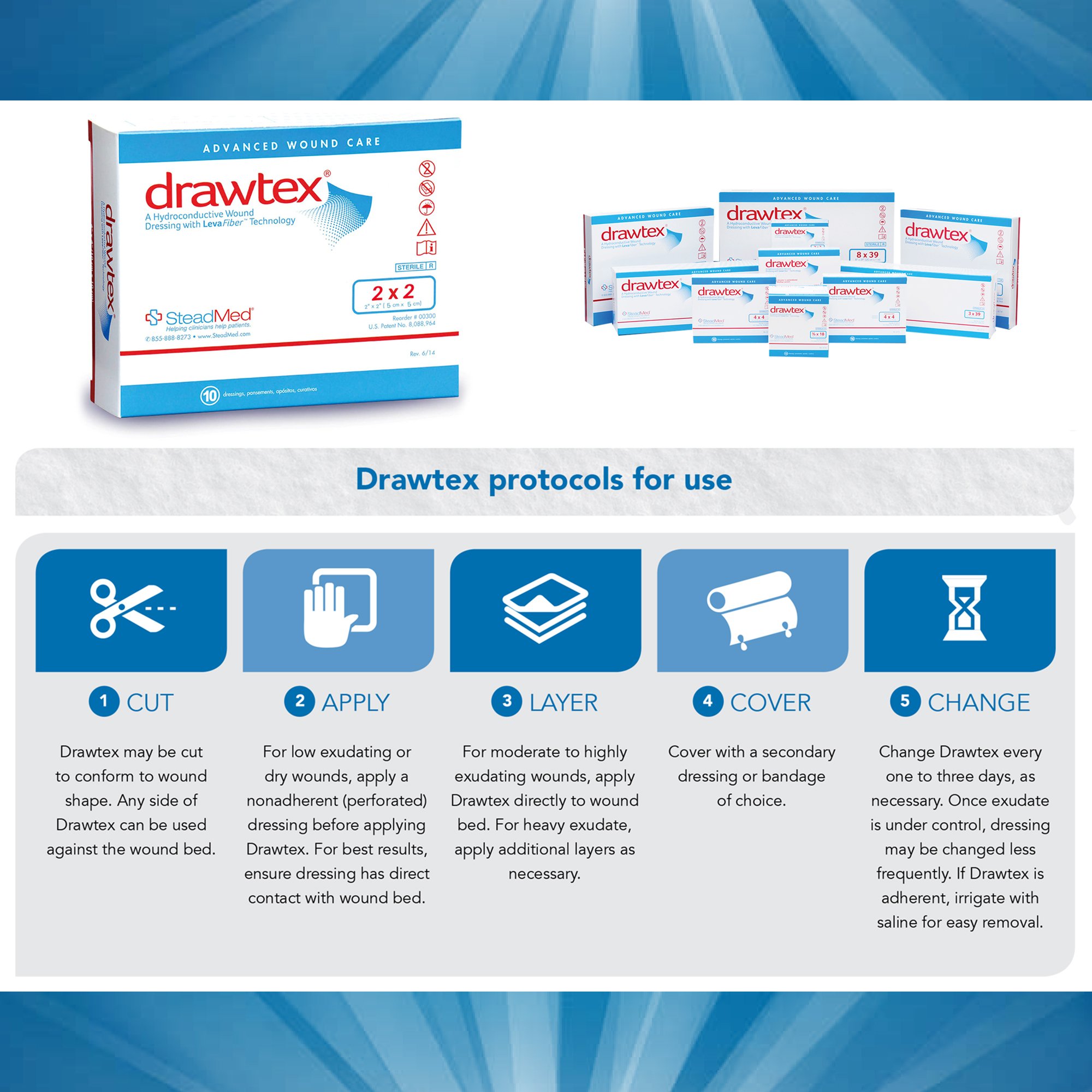 Urgo Medical North America LLC 00300 - Drawtex® Nonadherent Dressing, 2 x 2 inch - 1/Each, 10/Box