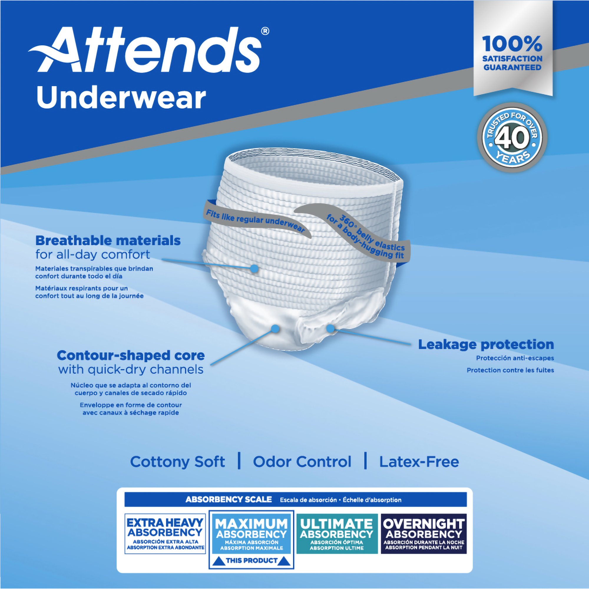 Attends Healthcare Products AP0720100 - Attends® Maximum Absorbent Underwear, Medium - 25/Pack, 100/Case