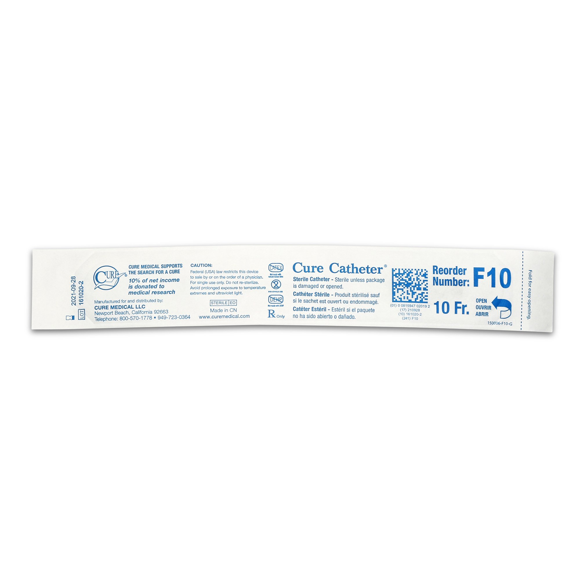 ConvaTec F10 - Cure Catheter™ Urethral Catheter, 10 Fr., Female, Straight - 1/Each, 30/Box, 300/Case