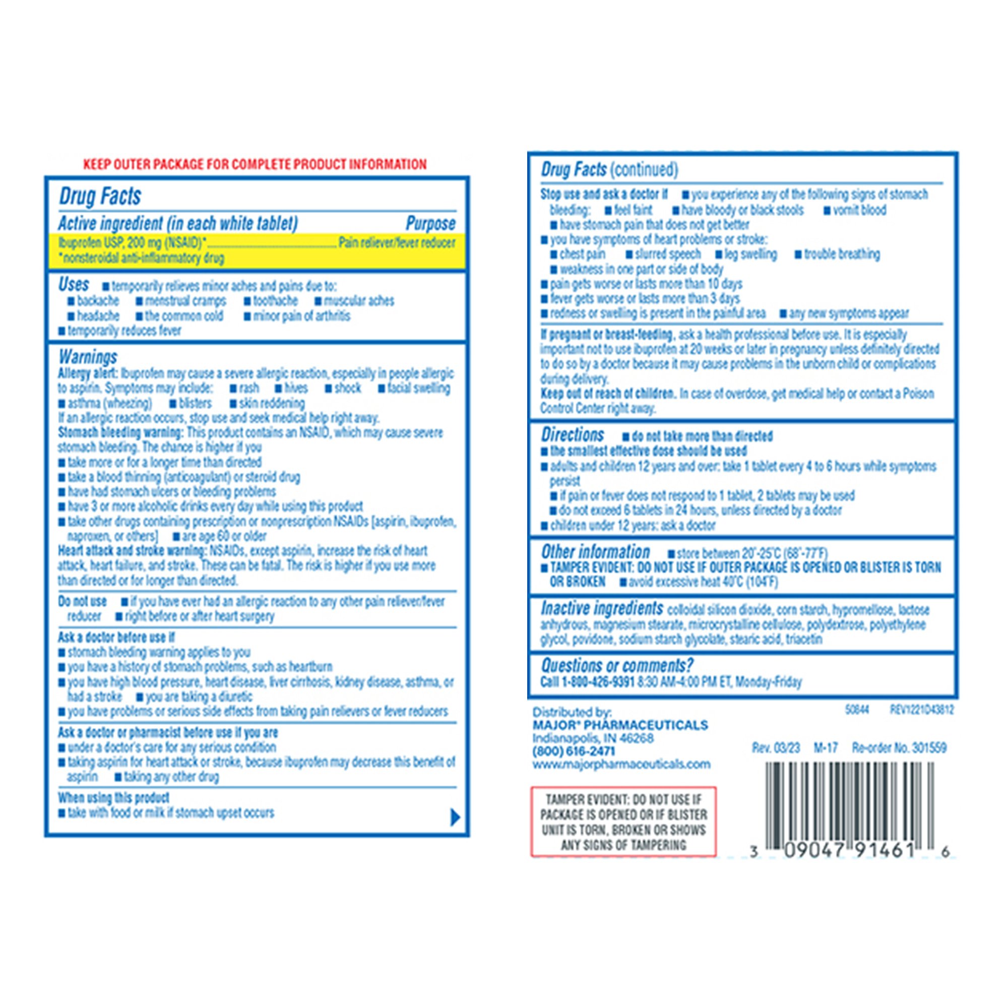 Major Pharmaceuticals 00904791461 - Major® Ibuprofen Pain Relief - 100/Box