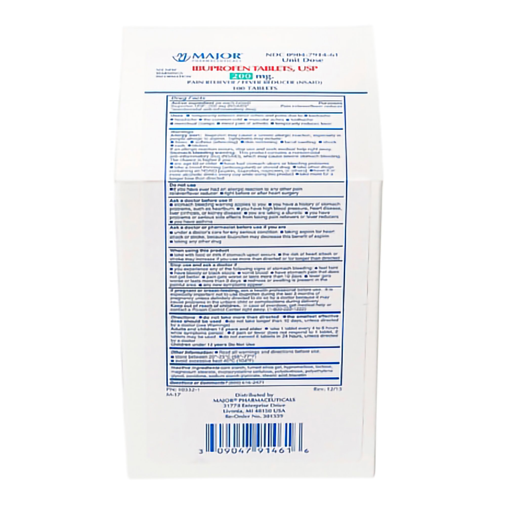 Major Pharmaceuticals 00904791461 - Major® Ibuprofen Pain Relief - 100/Box