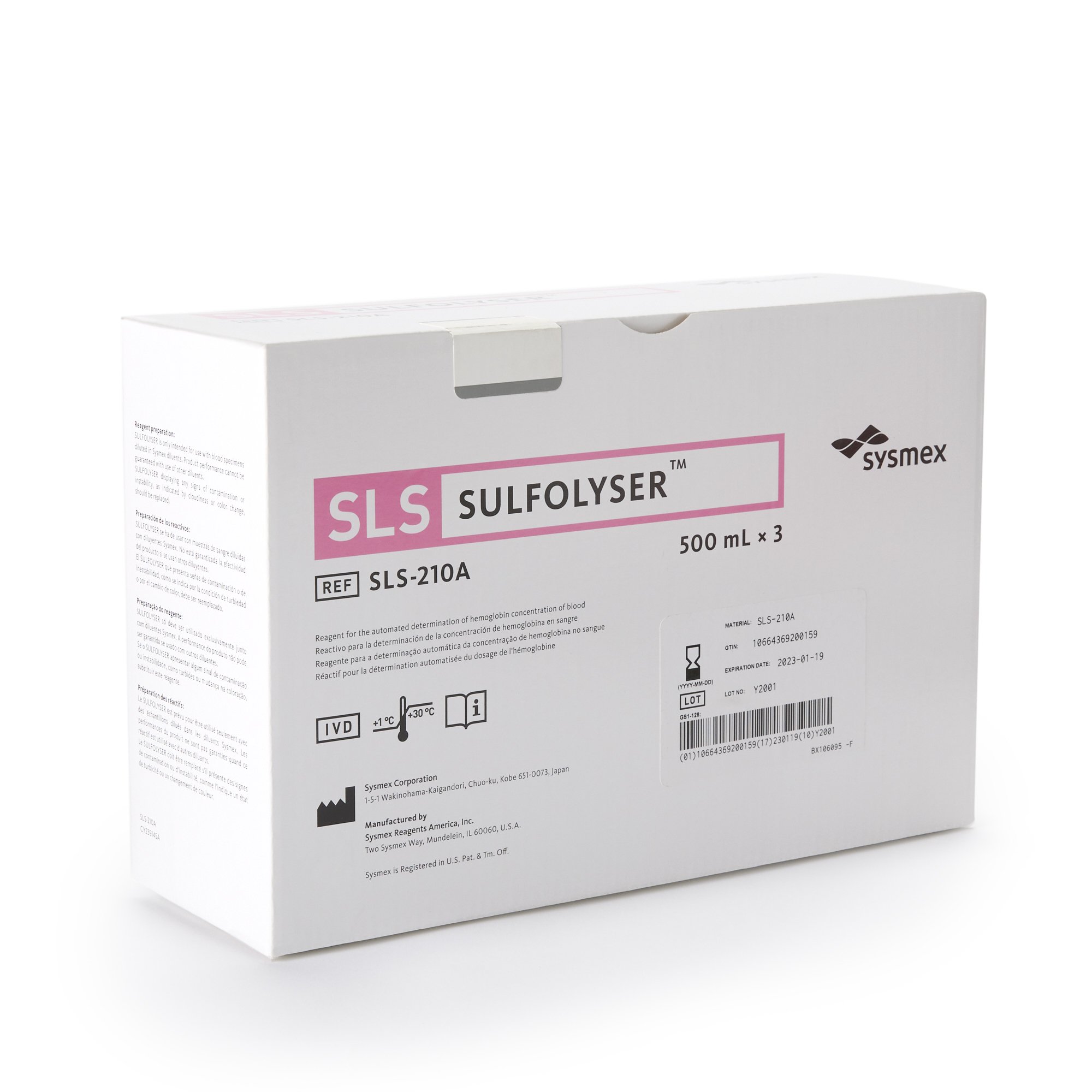 Sysmex America SLS-210A - Sulfolyser™ for use with Sysmex Automated Hematology Analyzers, Hemoglobin test - 3/Box