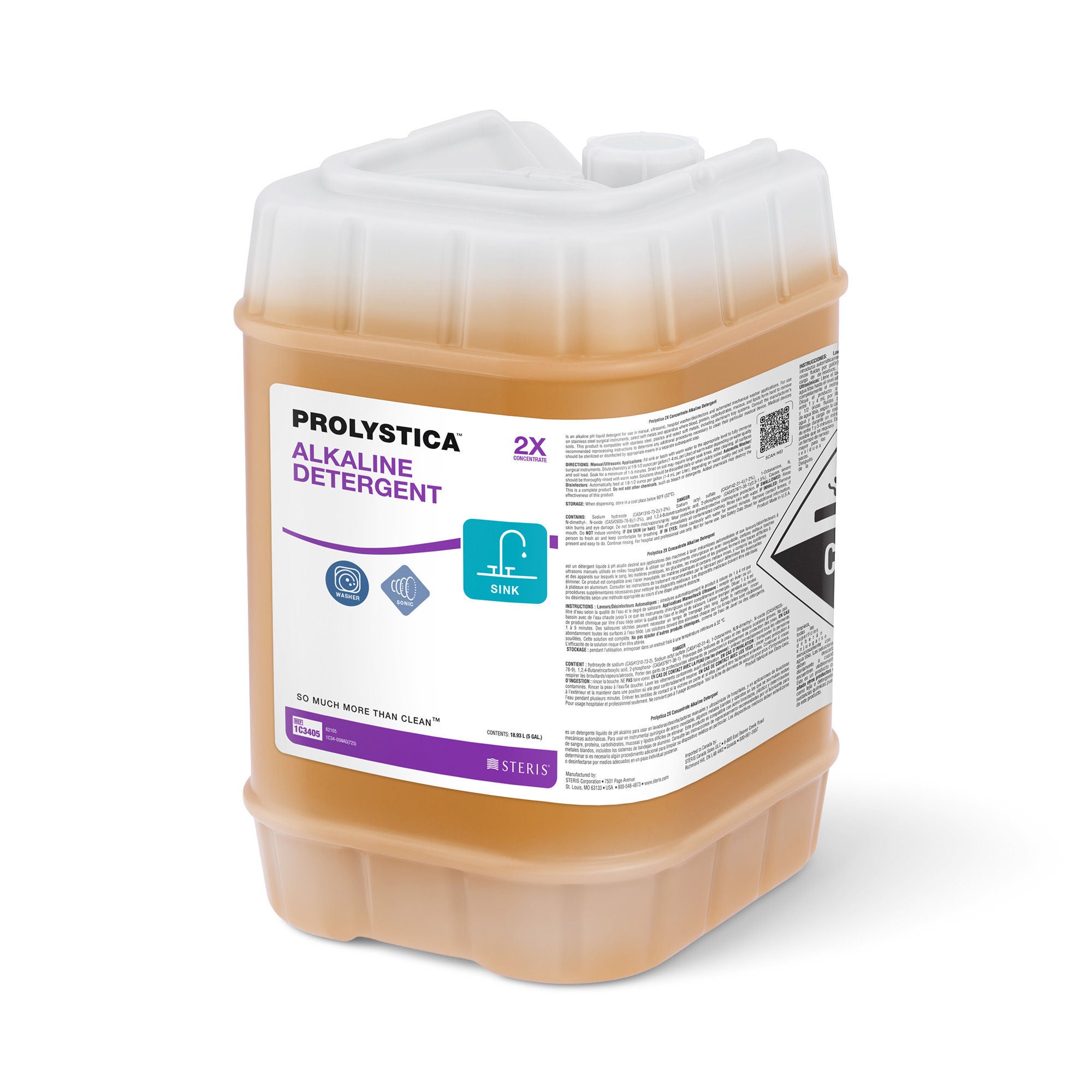 Steris - 1C3405 Alkaline Instrument Detergent Prolystica® 2X Concentrate Liquid Concentrate 5 gal. Container Floral Scent