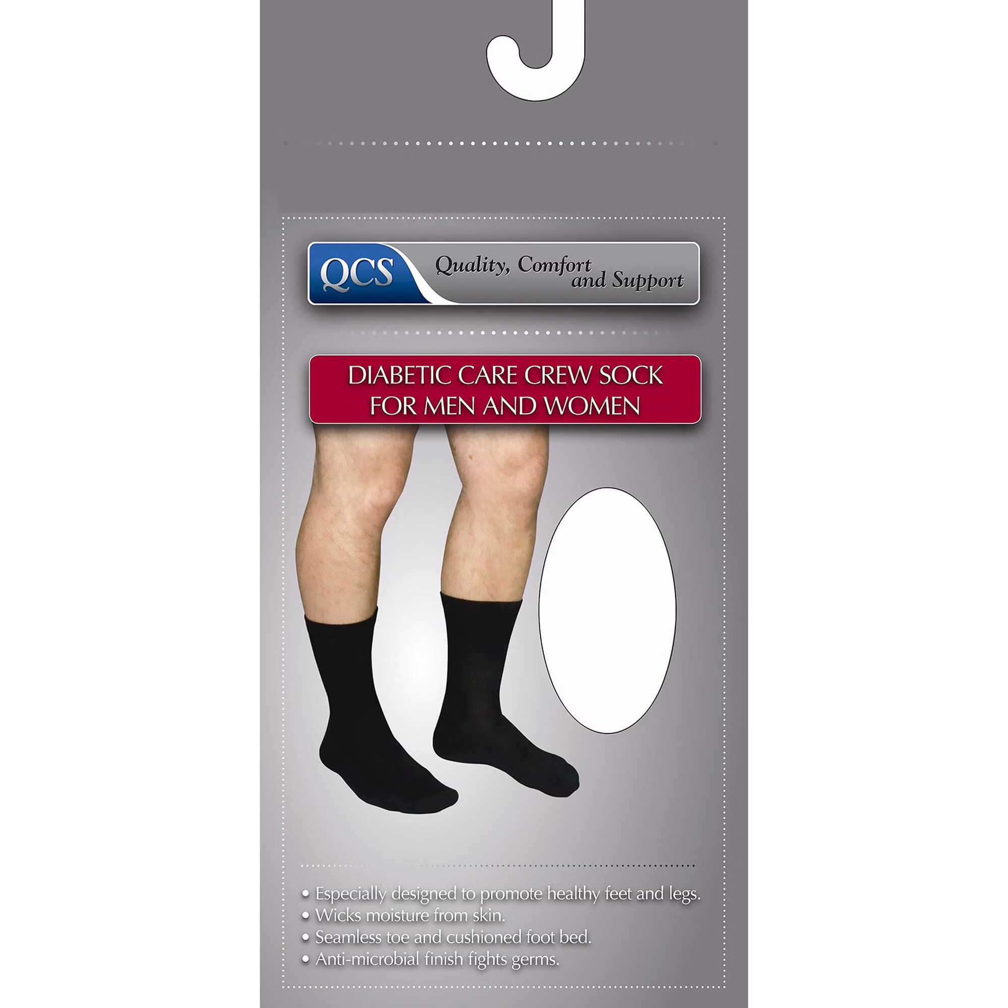 Scott Specialties - 1680 BLA LG Diabetic Socks QCS Crew Large Black Closed Toe