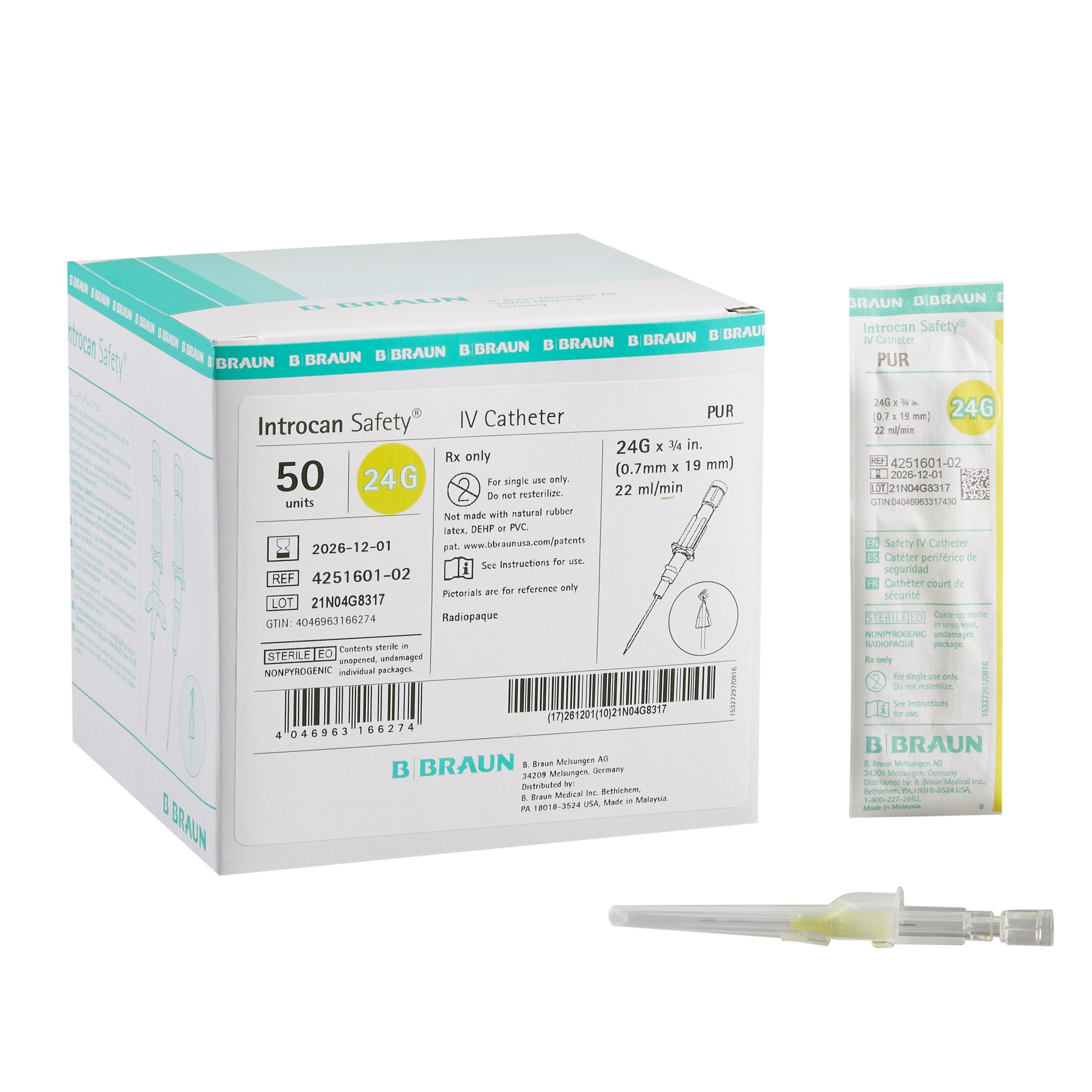 B. Braun - 4251601-02 Introcan Safety® Peripheral IV Catheter