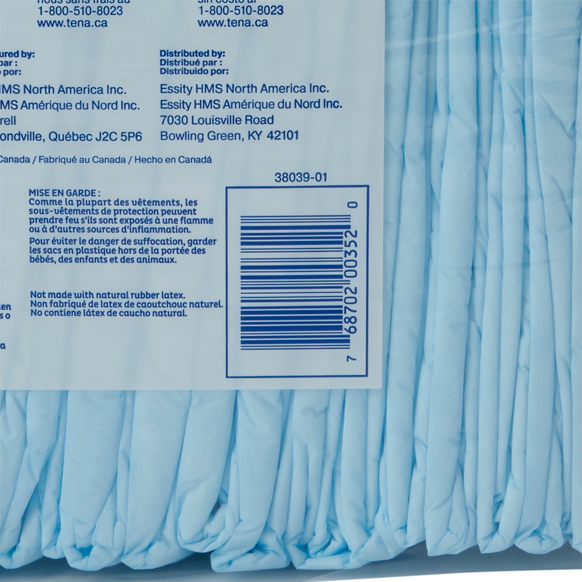 Essity HMS North America Inc 352 - Tena® Regular Underpads, Light Absorbency, Blue, Disposable, 23 x 36 Inch - 25/Pack, 150/Case