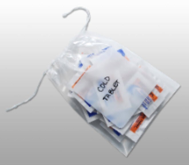 Elkay Plastics - DS151014W Patient Belongings Bag Pull-Tite™ 10 X 14-1/2 Inch Polypropylene Drawstring Closure Clear / White Block