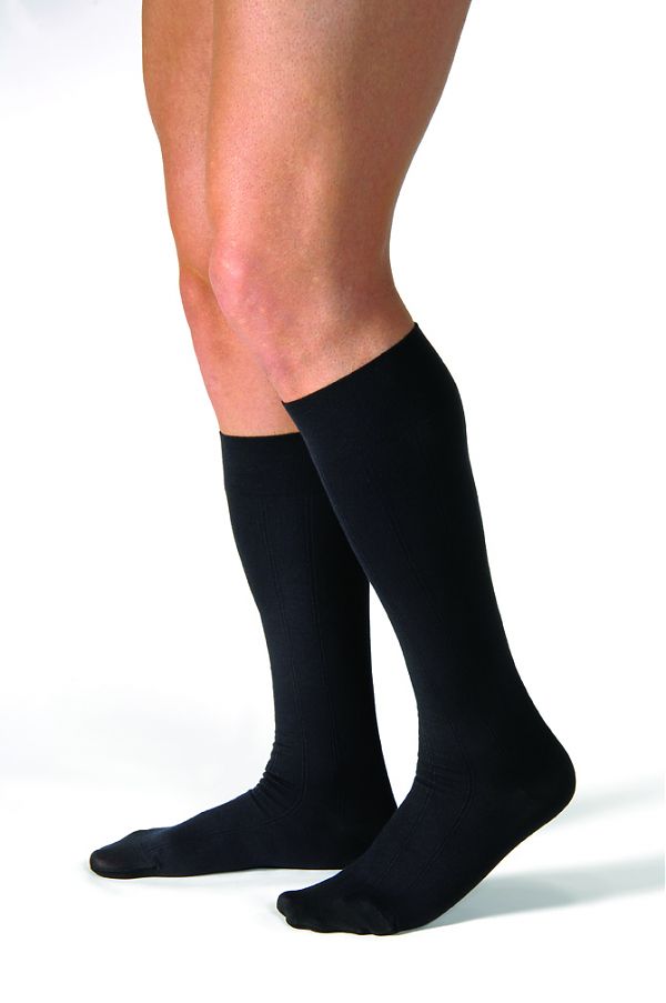 BSN Medical - 113118 Compression Stocking Jobst® for Men Casual Knee High Large Black Closed Toe