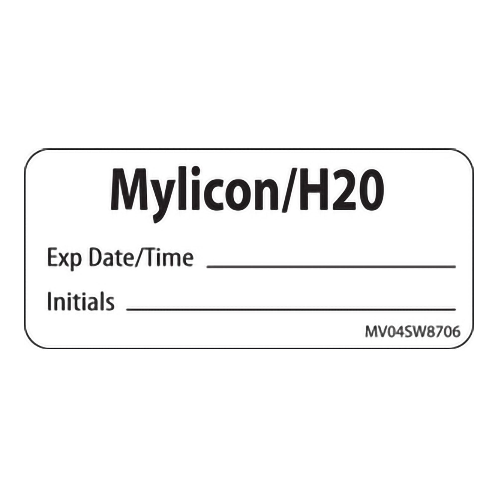 PDC Healthcare - MV04SW8706 Drug Label PDC® Anesthesia Label Mylicon/H20 ExpDate/Time_ Initials_ White 1 X 2-1/4 Inch