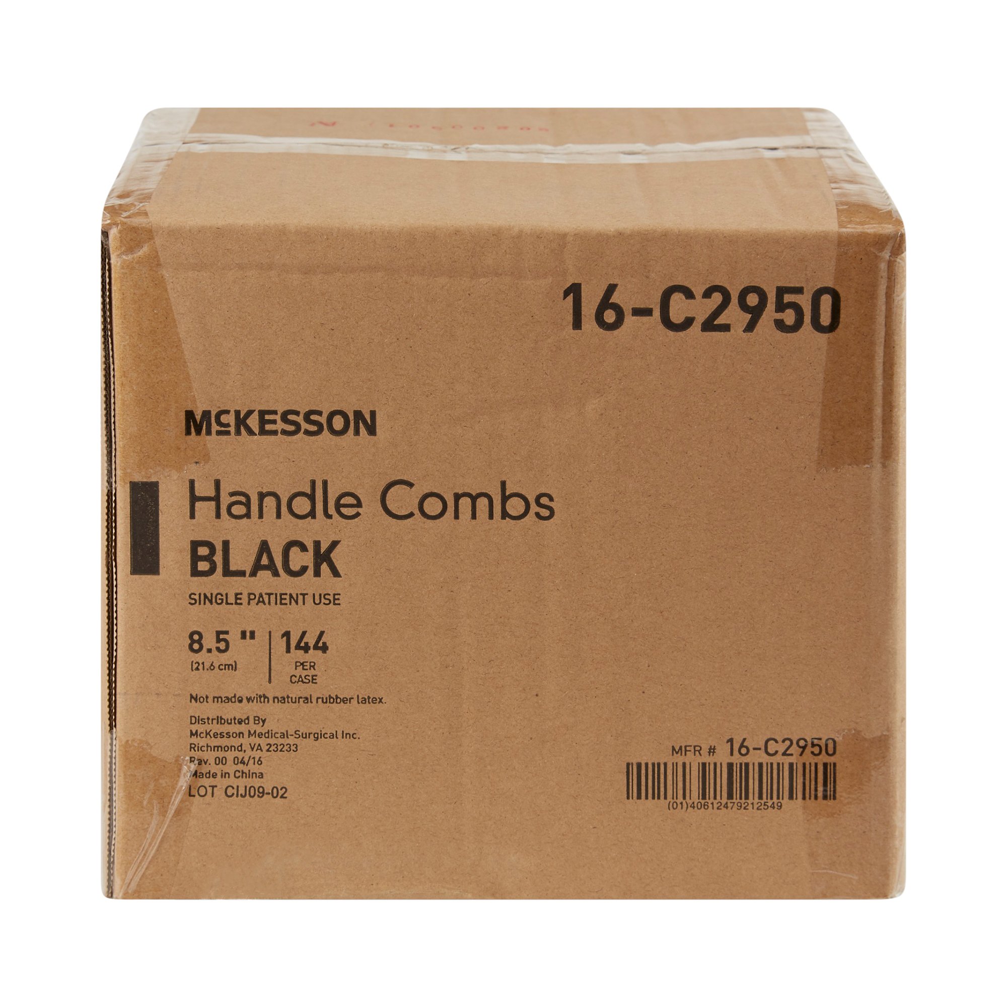 McKesson Brand 16-C2950 - McKesson Handle Comb, Plastic, Black, 8.5-Inch Length - 1/Each, 144/Case