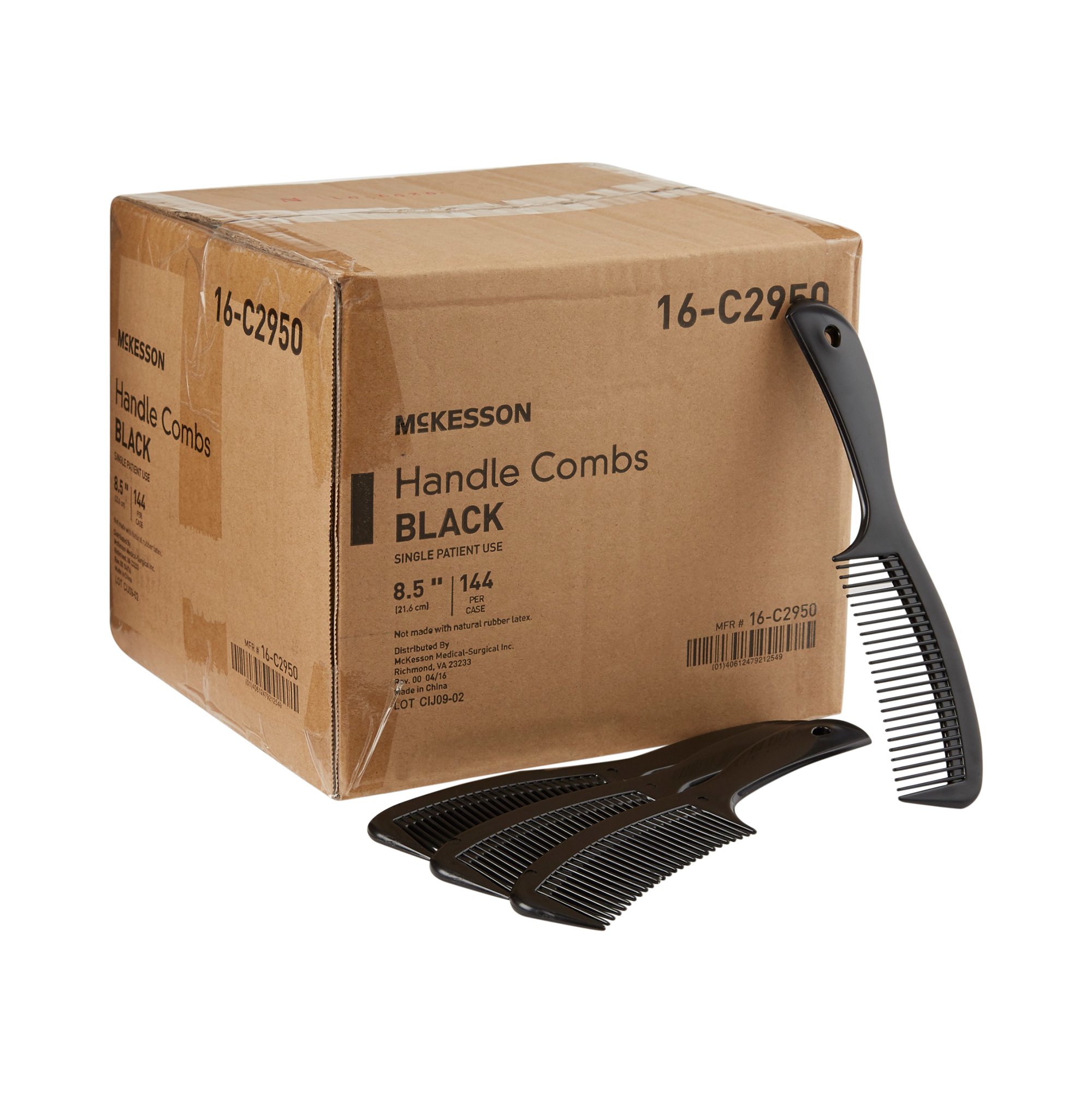 McKesson Brand 16-C2950 - McKesson Handle Comb, Plastic, Black, 8.5-Inch Length - 1/Each, 144/Case