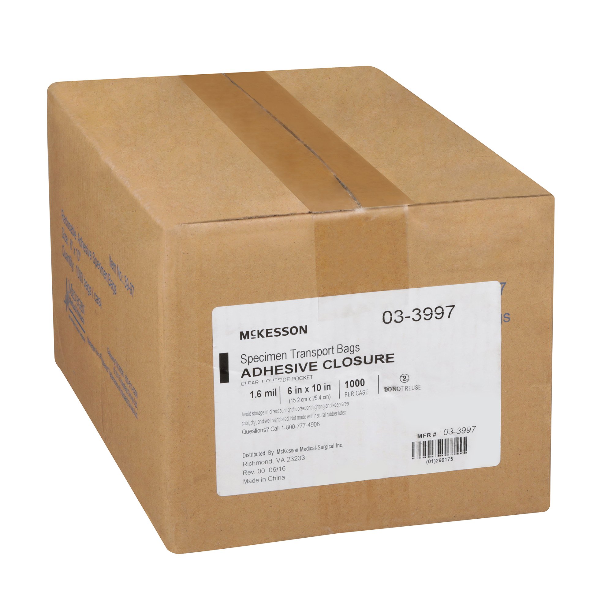 McKesson Brand 03-3997 - Medegen Specimen Transport Bag with Document Pouch, Adhesive Closure, 6 x 9 Inch - 1/Each, 1000/Case