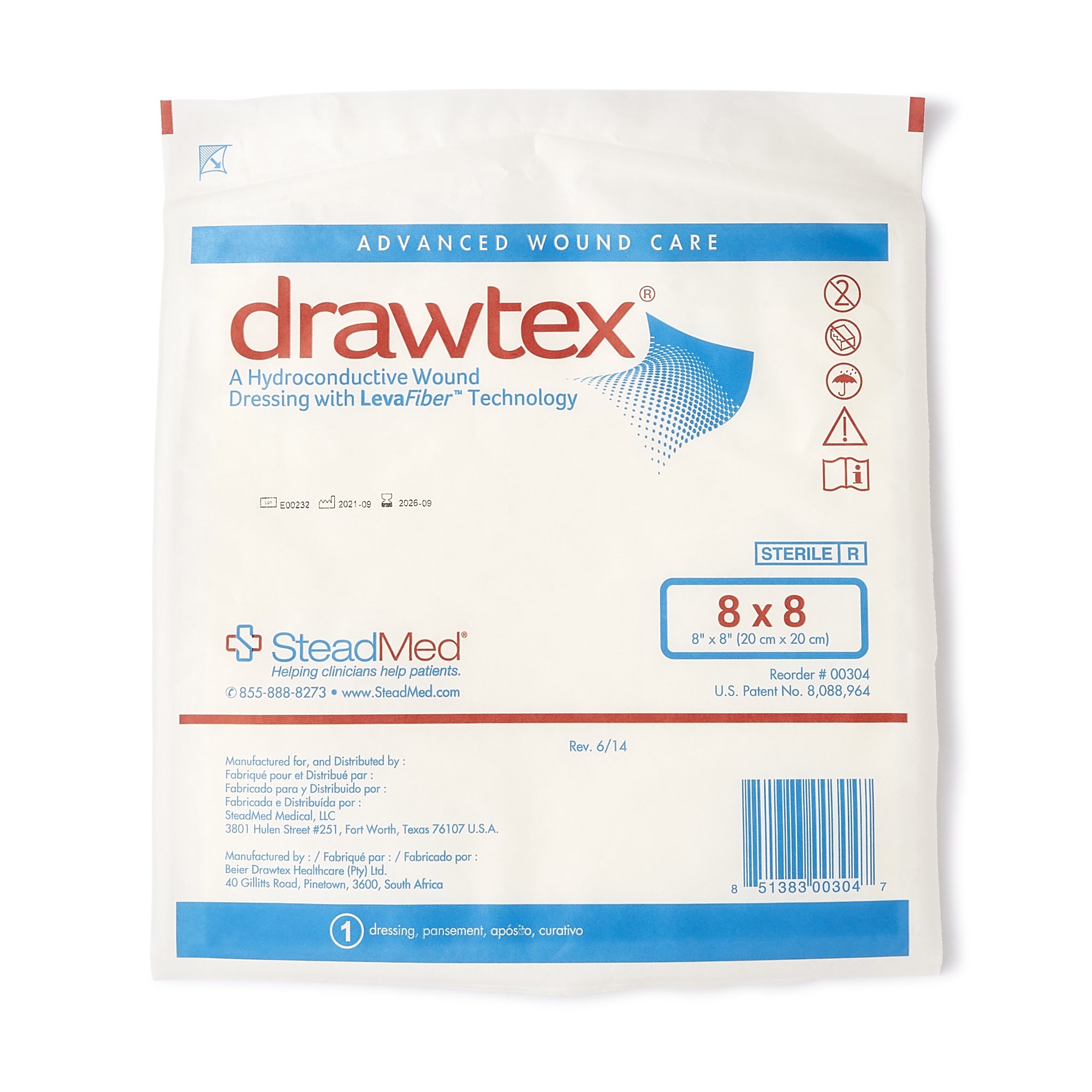 Urgo Medical North America LLC 00304 - Drawtex® Nonadherent Dressing, 8 x 8 Inch - 1/Each, 10/Box