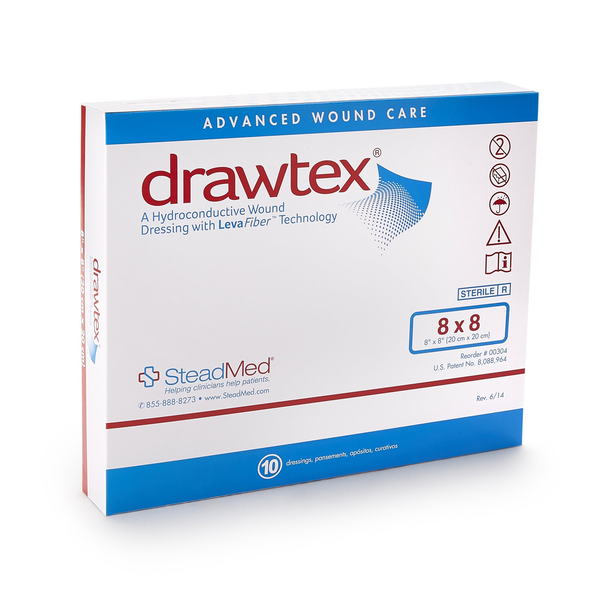 Urgo Medical North America LLC 00304 - Drawtex® Nonadherent Dressing, 8 x 8 Inch - 1/Each, 10/Box