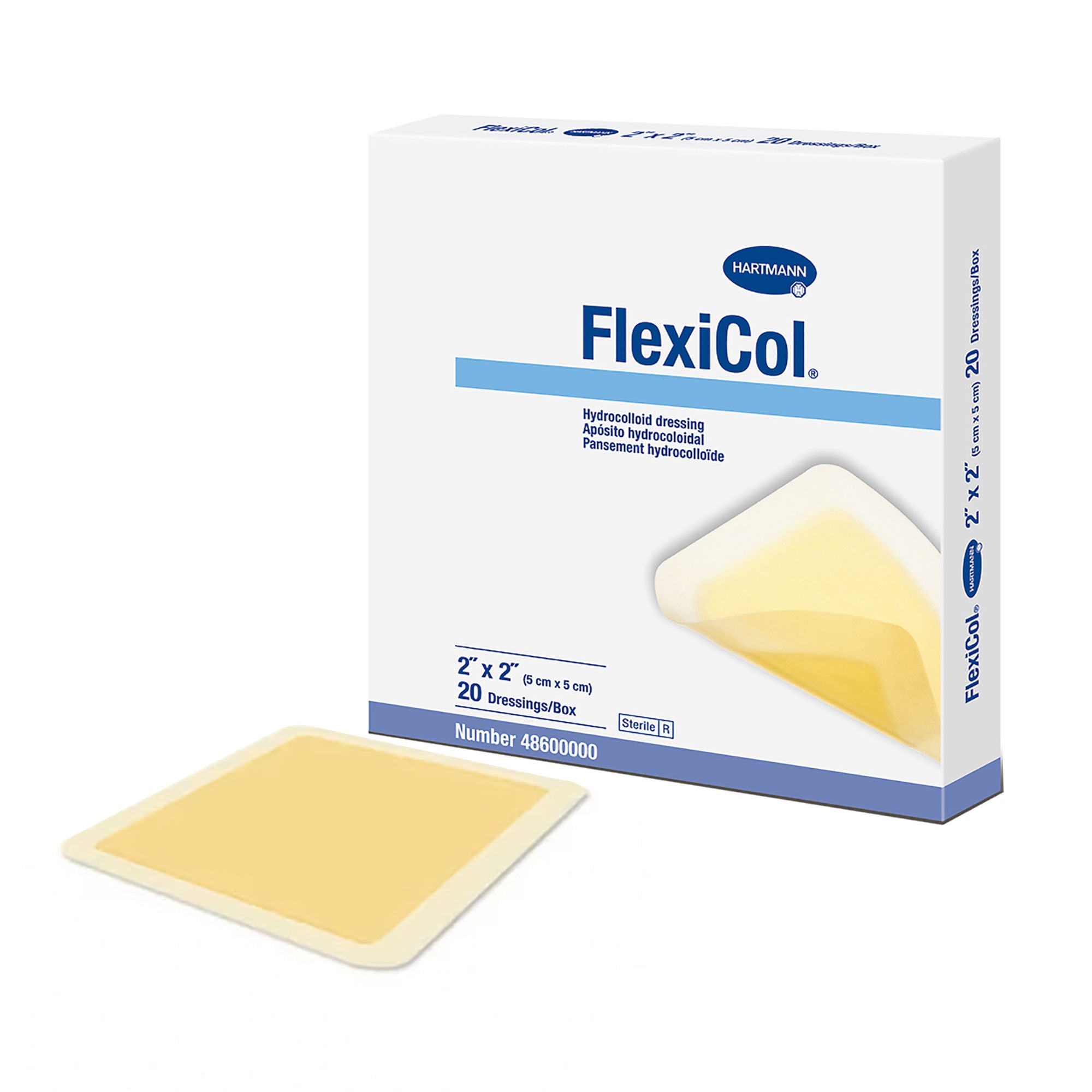Hartmann - 48600000 Hydrocolloid Dressing FlexiCol® Without Backing 2 X 2 Inch Square Hydrocolloid