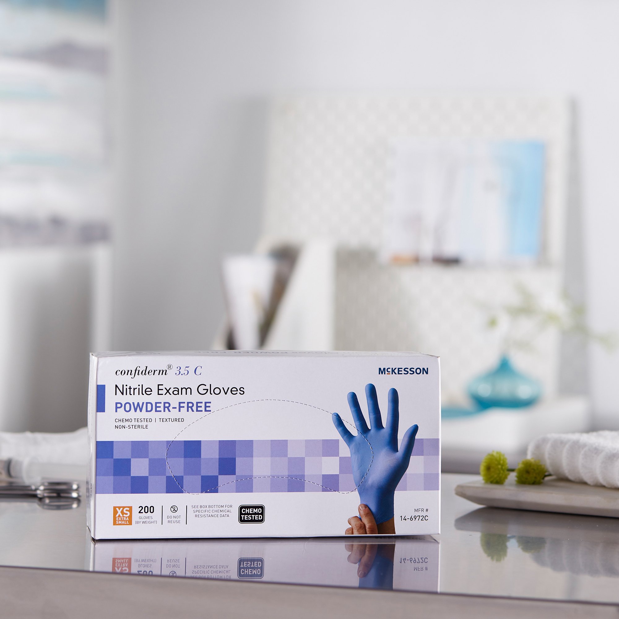 McKesson Brand 14-6972C - McKesson Confiderm® 3.5C Nitrile Exam Glove, Extra Small, Blue - 200/Box, 2000/Case