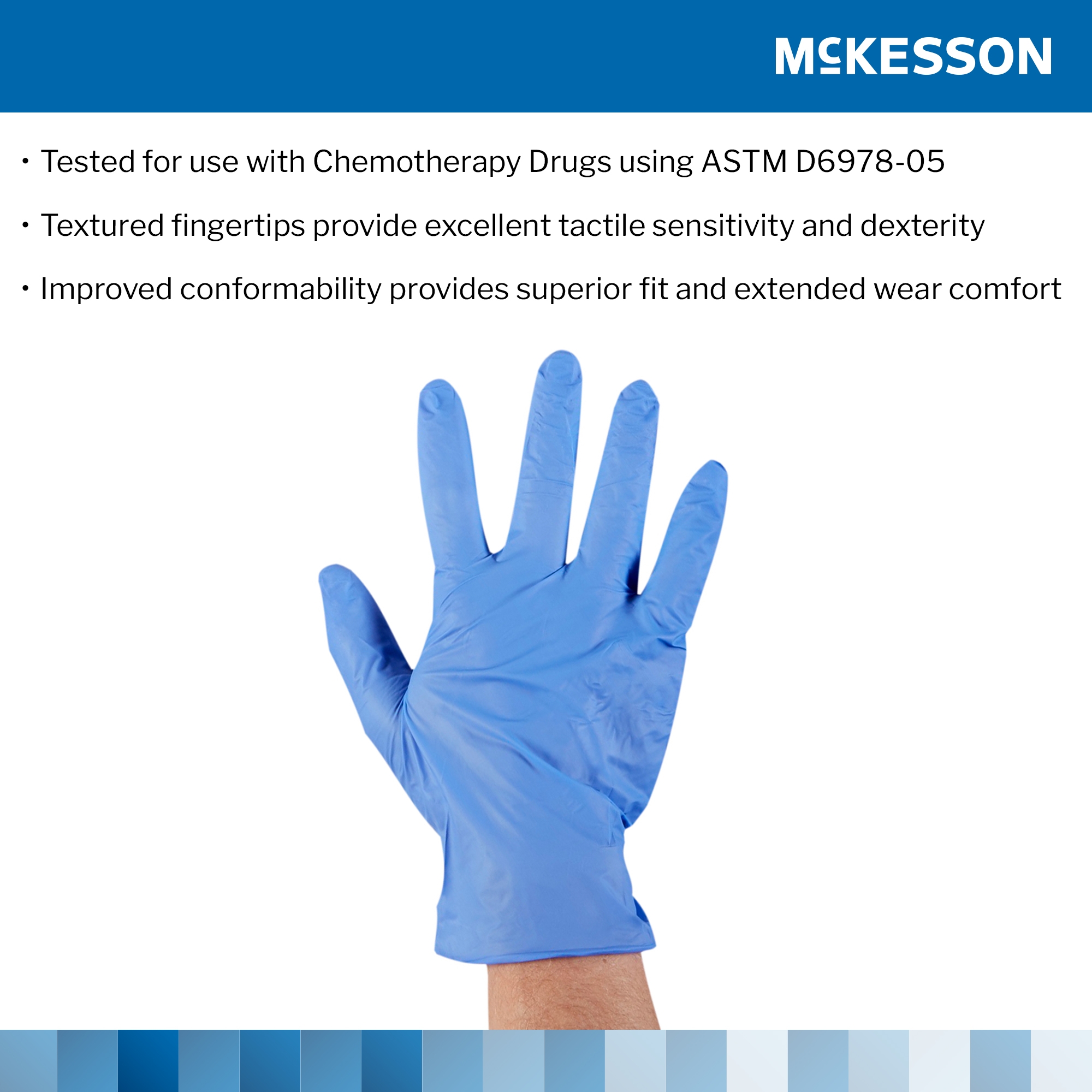 McKesson Brand 14-6976C - McKesson Confiderm® 3.5C Nitrile Exam Glove, Medium, Blue - 200/Box, 2000/Case