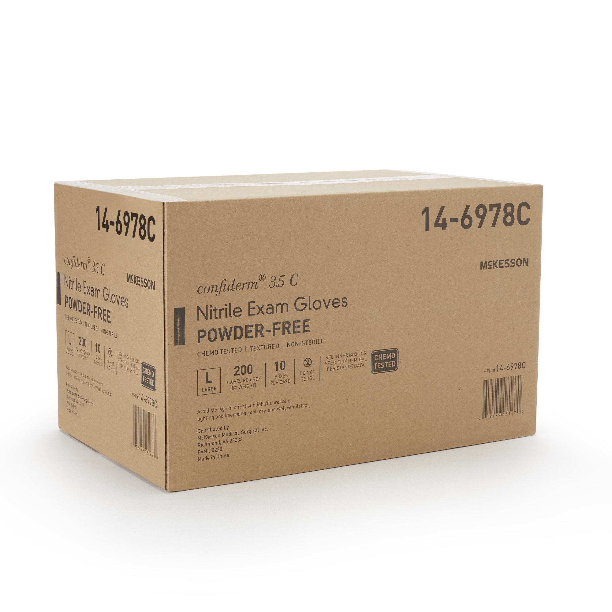 McKesson Brand 14-6978C - McKesson Confiderm® 3.5C Nitrile Exam Glove, Large, Blue - 200/Box, 2000/Case