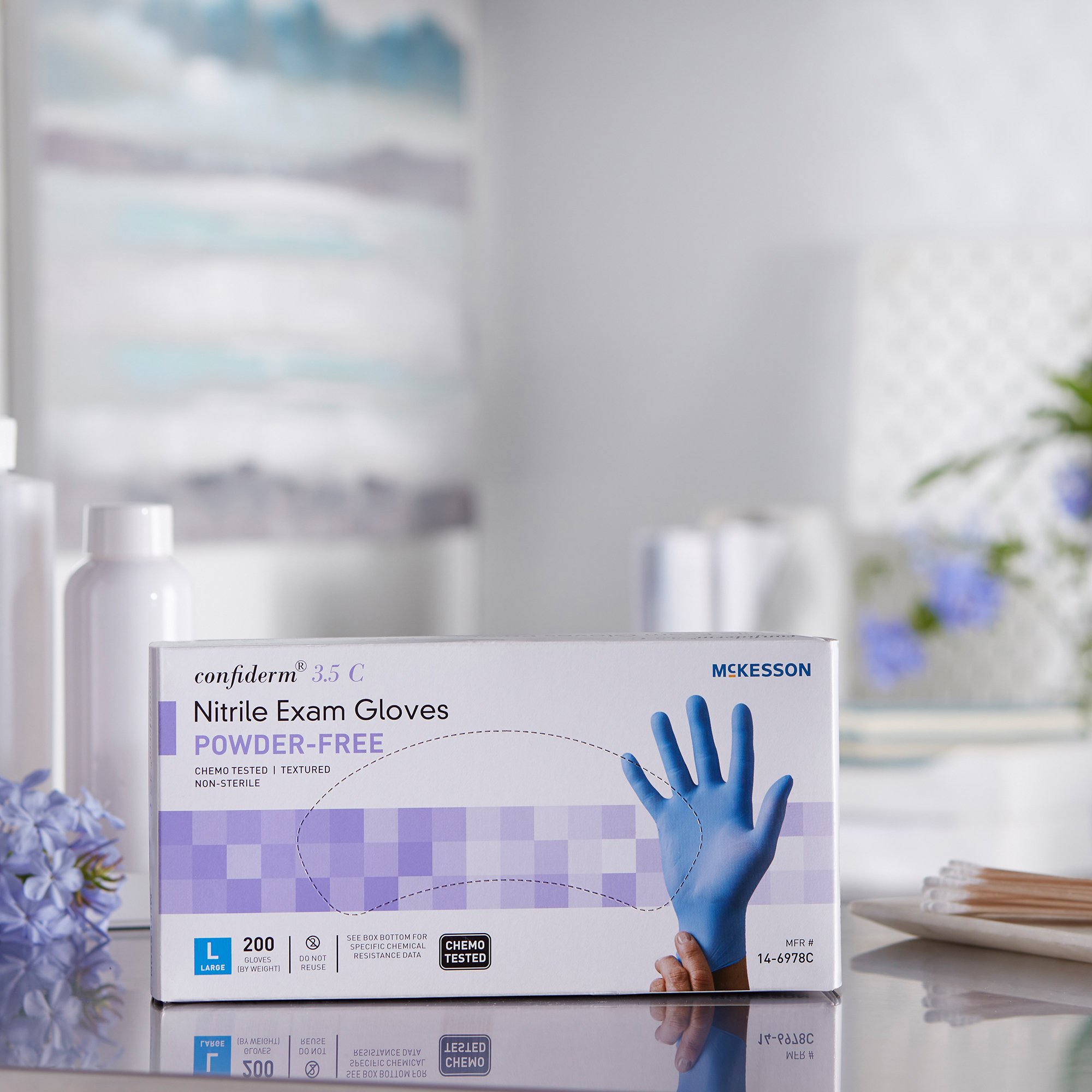 McKesson Brand 14-6978C - McKesson Confiderm® 3.5C Nitrile Exam Glove, Large, Blue - 200/Box, 2000/Case
