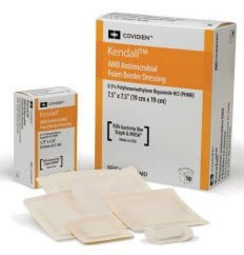 Cardinal - 55544BAMD Kendall™ AMD Adhesive with Border Antimicrobial Foam Dressing