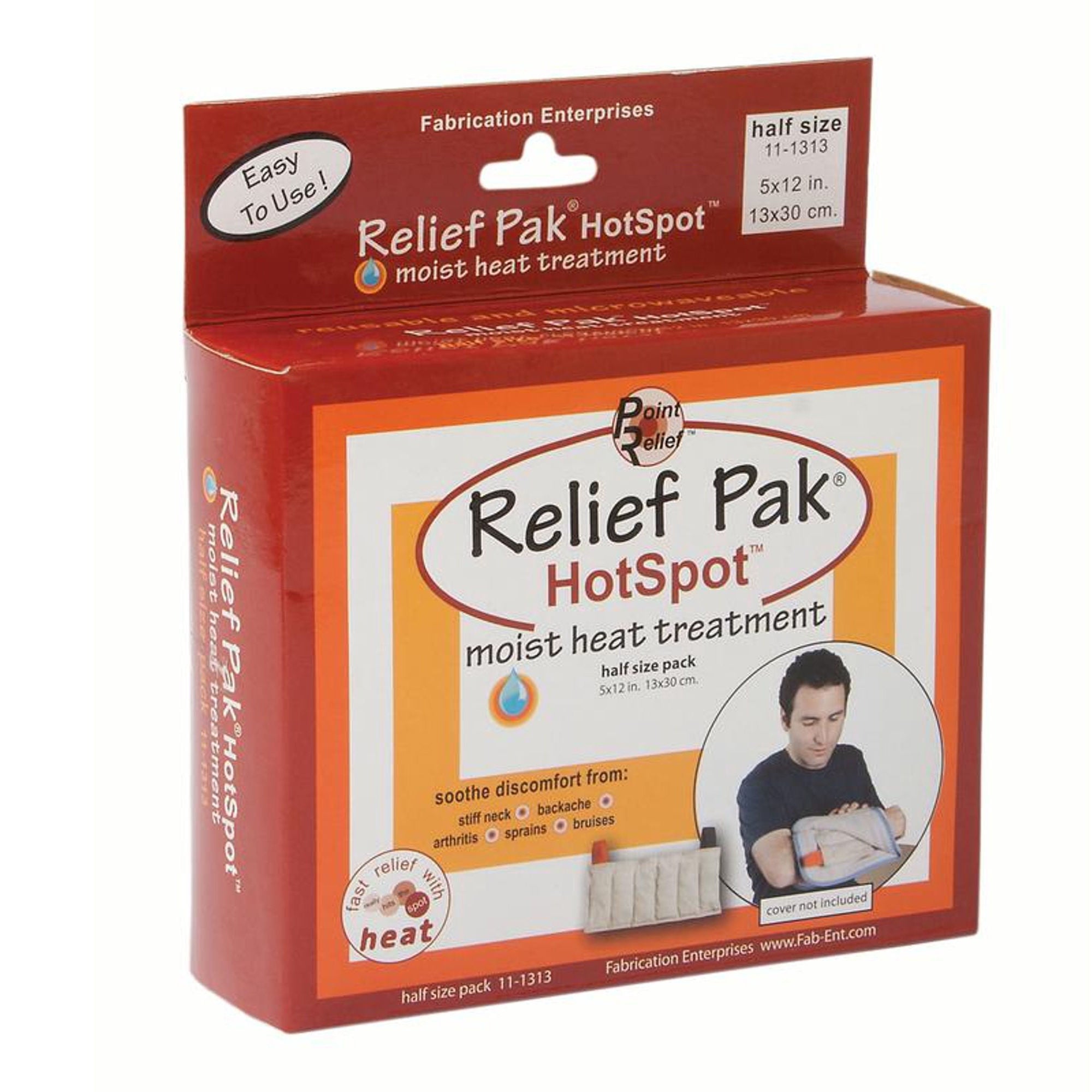 Fabrication Enterprises - 11-1313 Moist Heat Therapy Pad Relief Pak® HotSpot® General Purpose Half Size Fabric Reusable