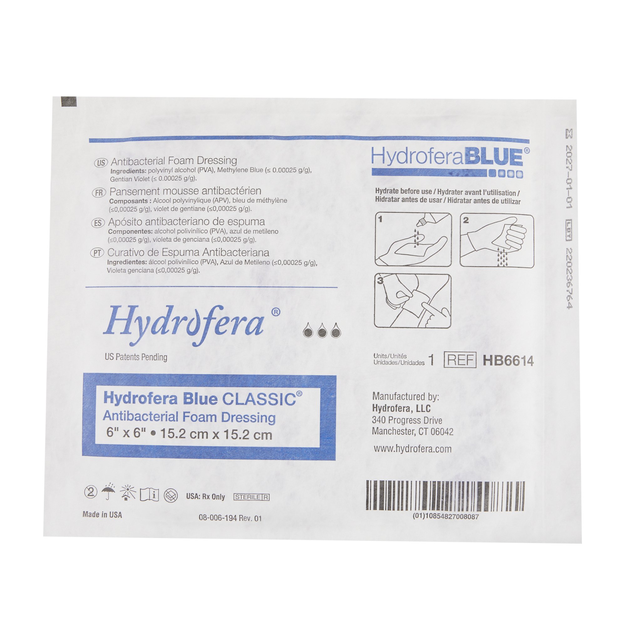 Hydrofera BLUE Classic Antibacterial Foam Dressing HB6614 by BSN Medical
