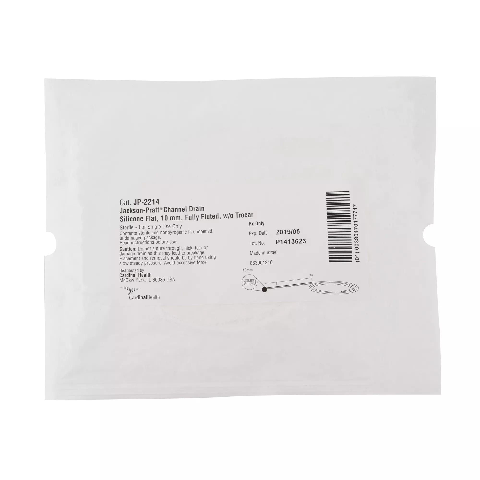 Cardinal - JP-2214 Wound Drain Tube Jackson-Pratt® Flat Type Without Trocar 4 Channel Type 10 Fr. Size Sterile