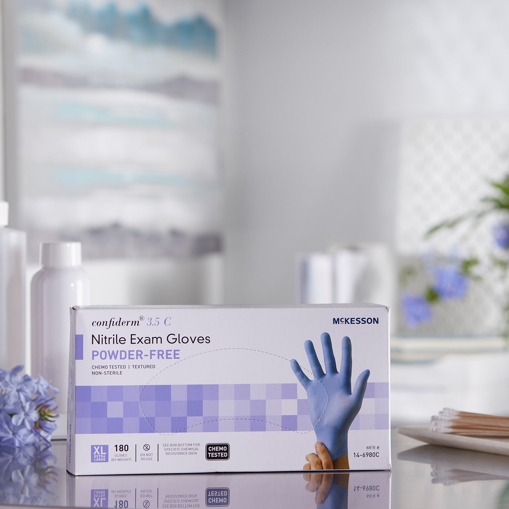 McKesson Brand 14-6980C - McKesson Confiderm® 3.5C Nitrile Exam Glove, Extra Large, Blue - 180/Box, 1800/Case