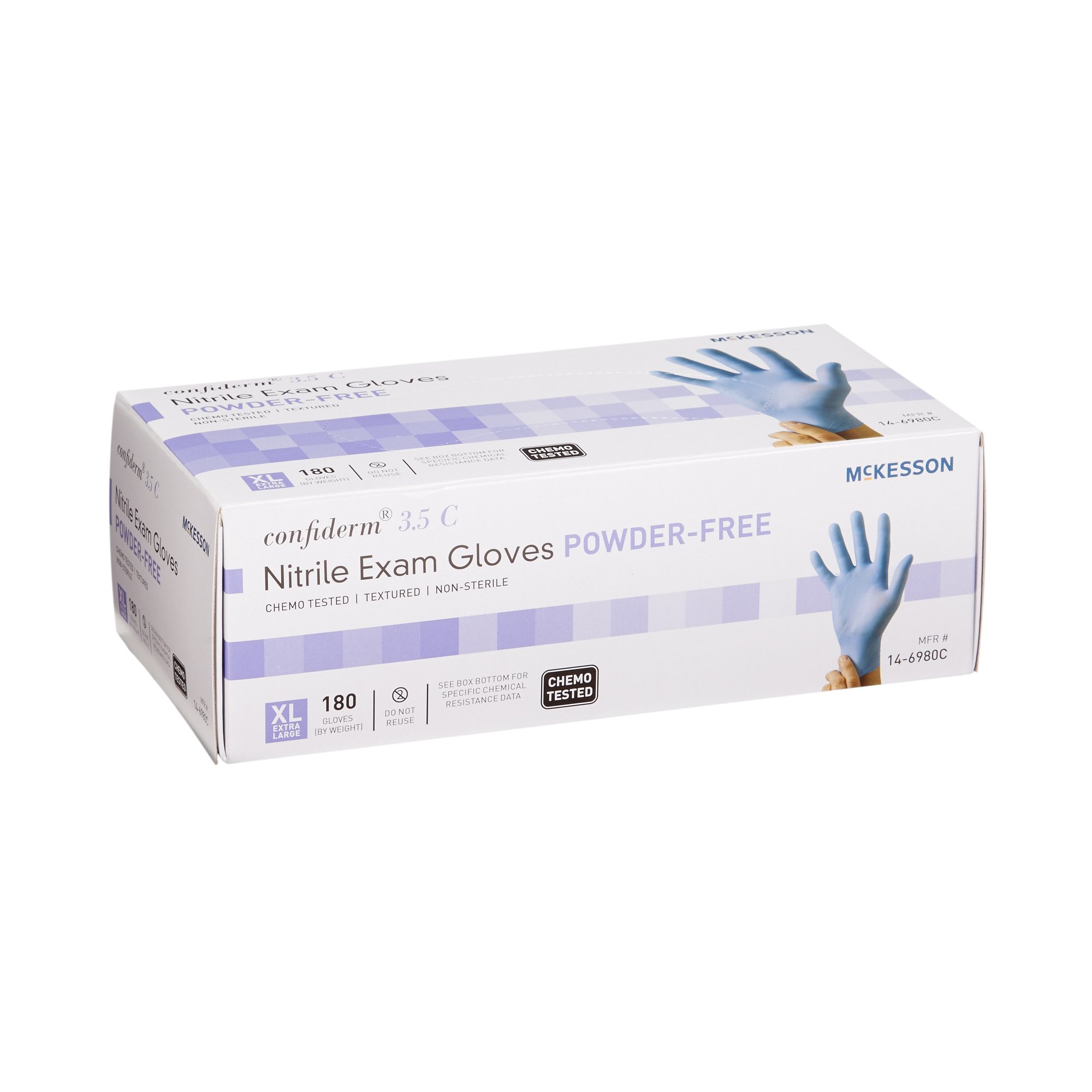 McKesson Brand 14-6980C - McKesson Confiderm® 3.5C Nitrile Exam Glove, Extra Large, Blue - 180/Box, 1800/Case
