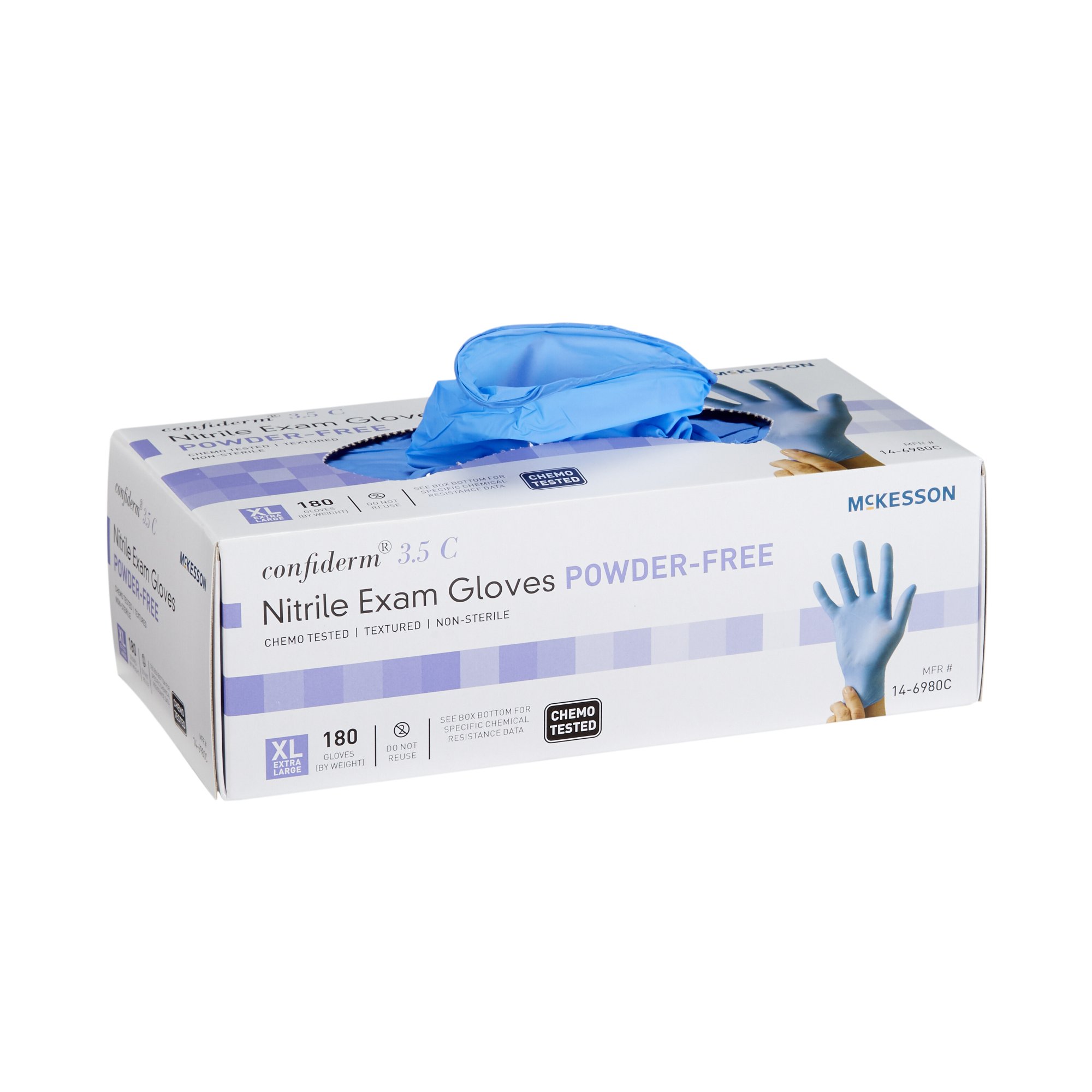 McKesson Brand 14-6980C - McKesson Confiderm® 3.5C Nitrile Exam Glove, Extra Large, Blue - 180/Box, 1800/Case