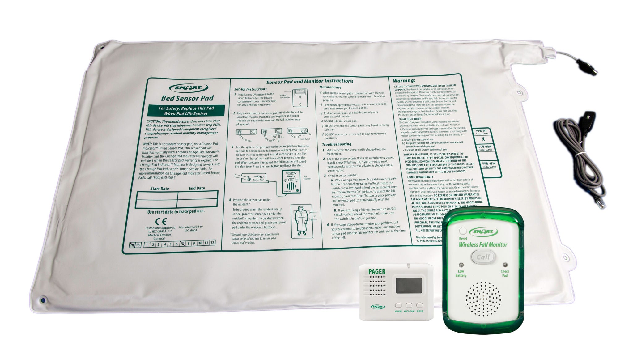 Smart Caregiver - WMBW1-SYS Bed Sensor Pad Alarm System Smart Caregiver™ 20 X 30 Inch