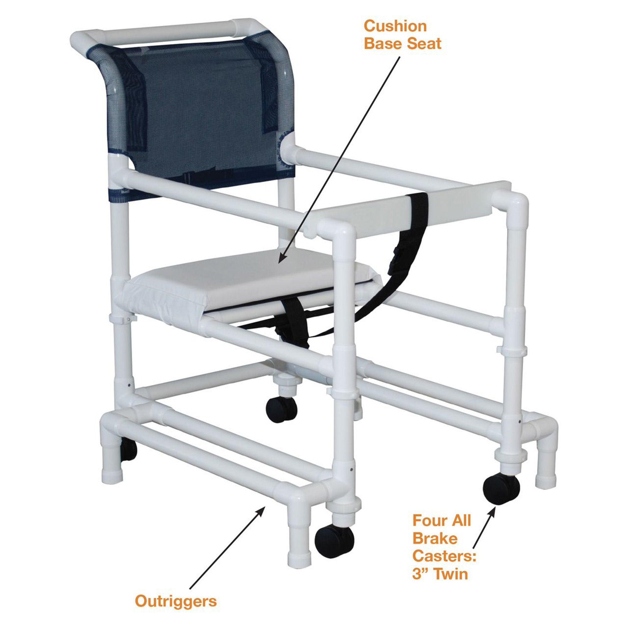 MJM International - 418-OR-3TW Walker Chair Adjustable Height 400 Series PVC Frame 300 lbs. Weight Capacity 28-3/4 to 33-1/4 Inch Height