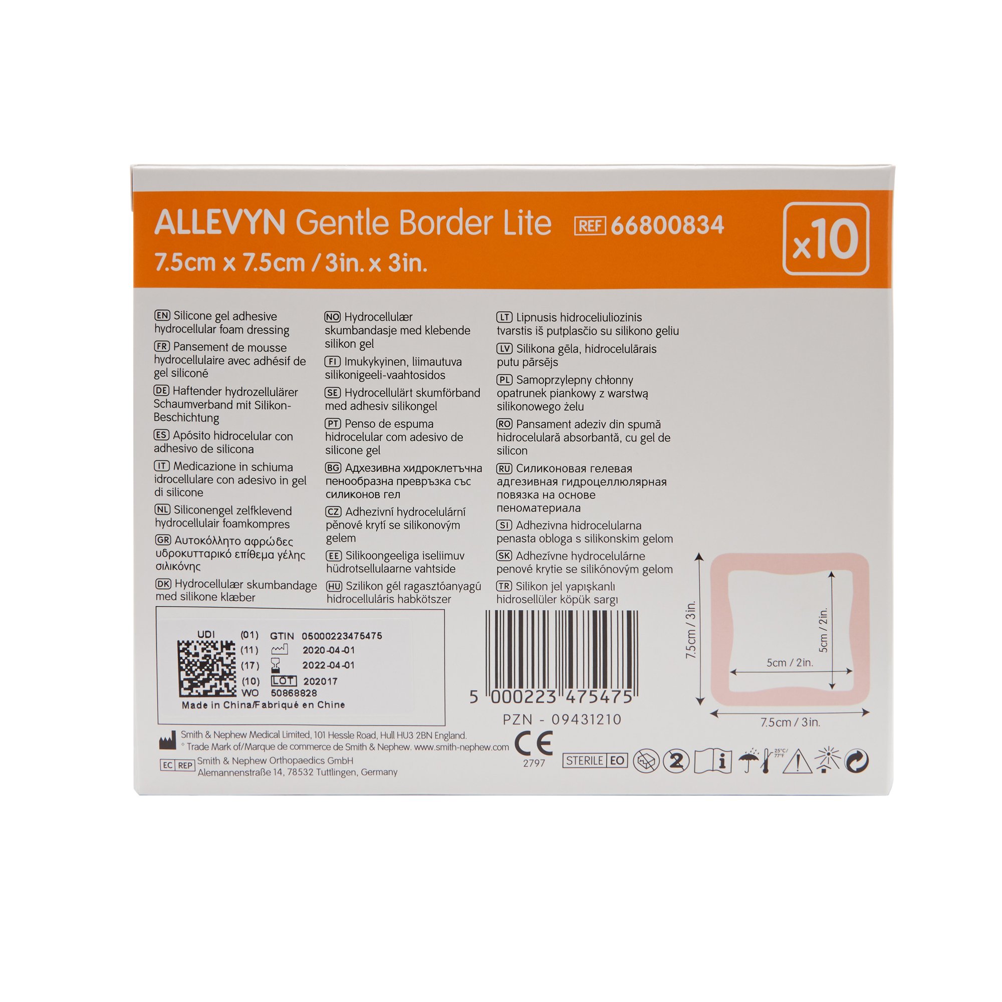 Smith & Nephew - 66800834 Allevyn Gentle Border Lite Silicone Foam Dressing
