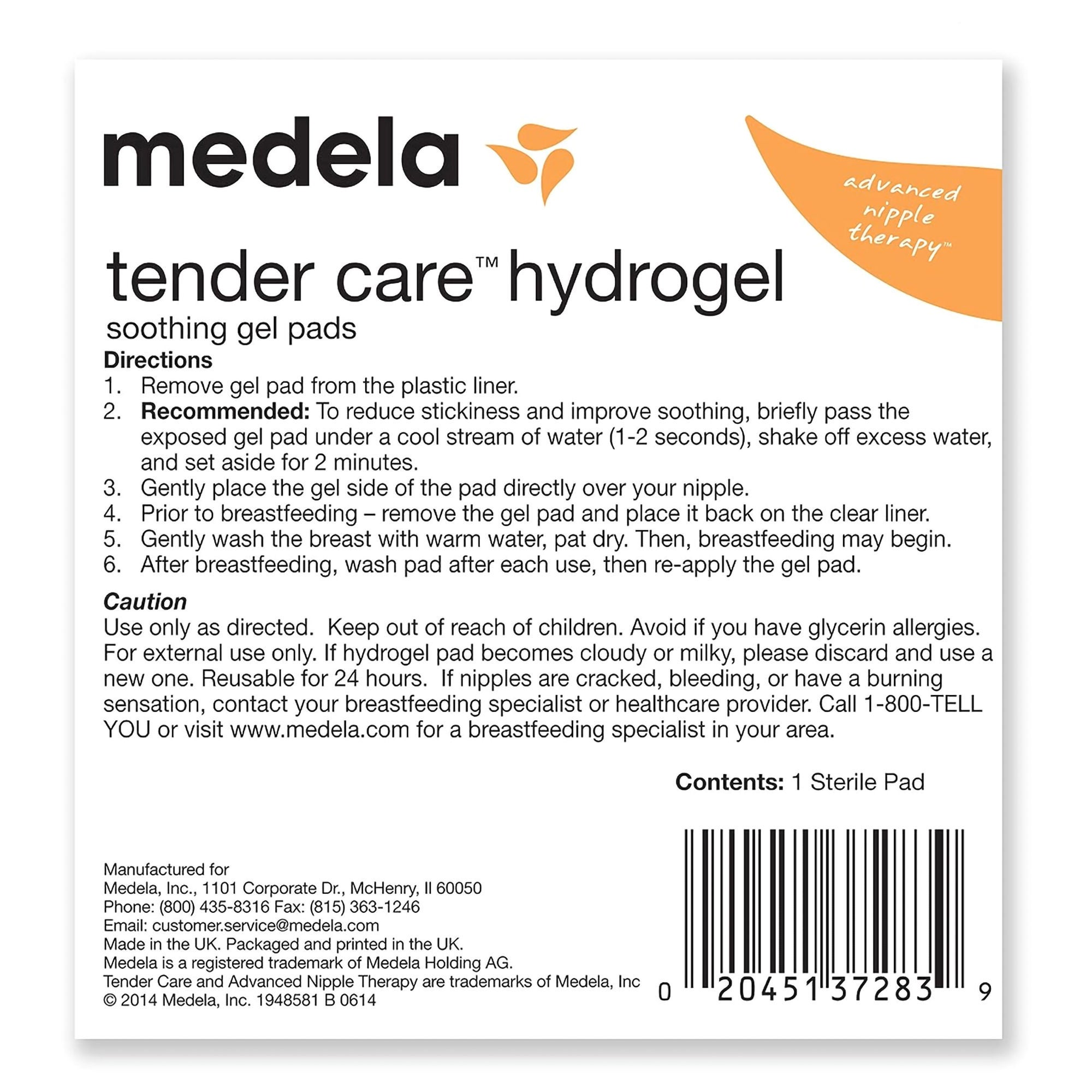 Medela - 87123NA Nursing Pad Tender Care™ Water / Glycerol / Polymer Reusable
