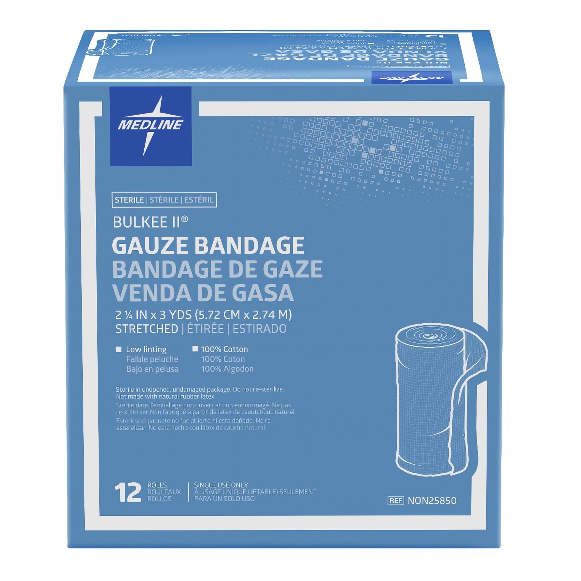 Medline NON25850 - Bulkee II® Six-Ply Gauze Bandage, 2.25 Inch x 3 Yard - 12/Box, 96/Case