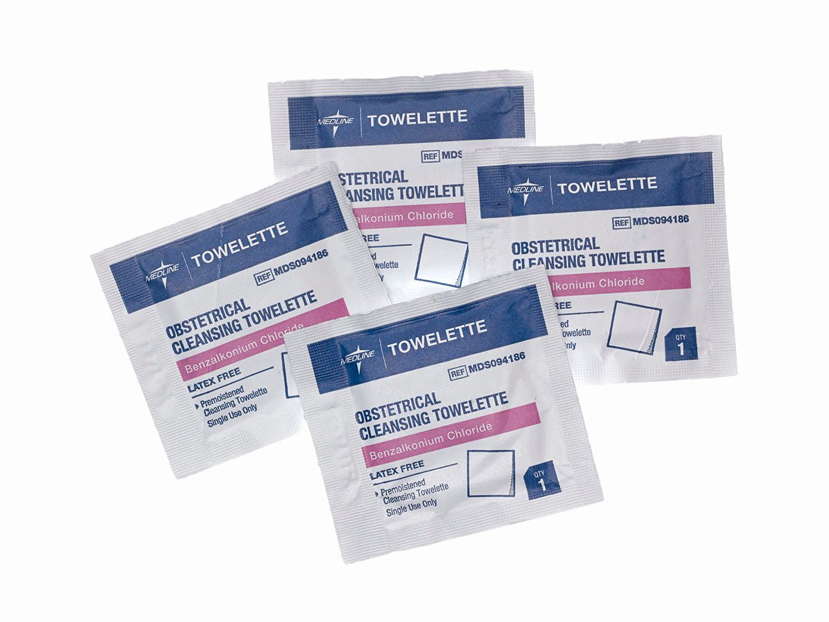 Medline - MDS094186 Obstetrical Cleansing Towelette Med Nap Individual Packet Scented 100 Count