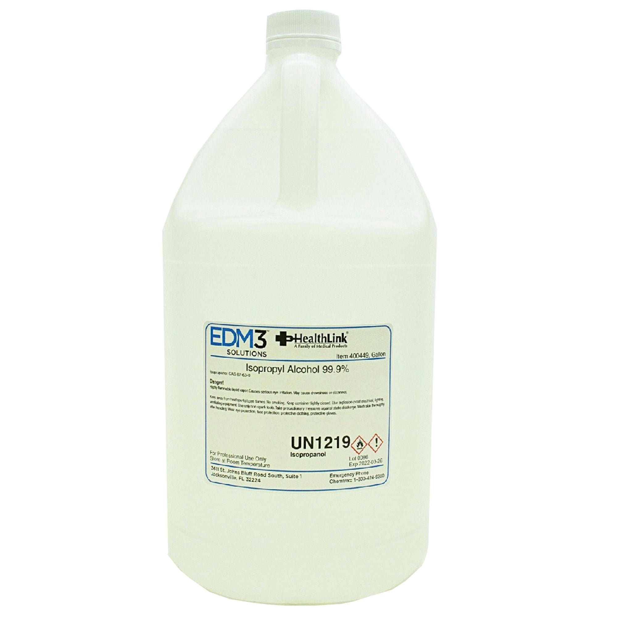 EDM 3 LLC - 400449 Chemistry Reagent Isopropyl Alcohol Alcohol Solvent 99% 1 gal.