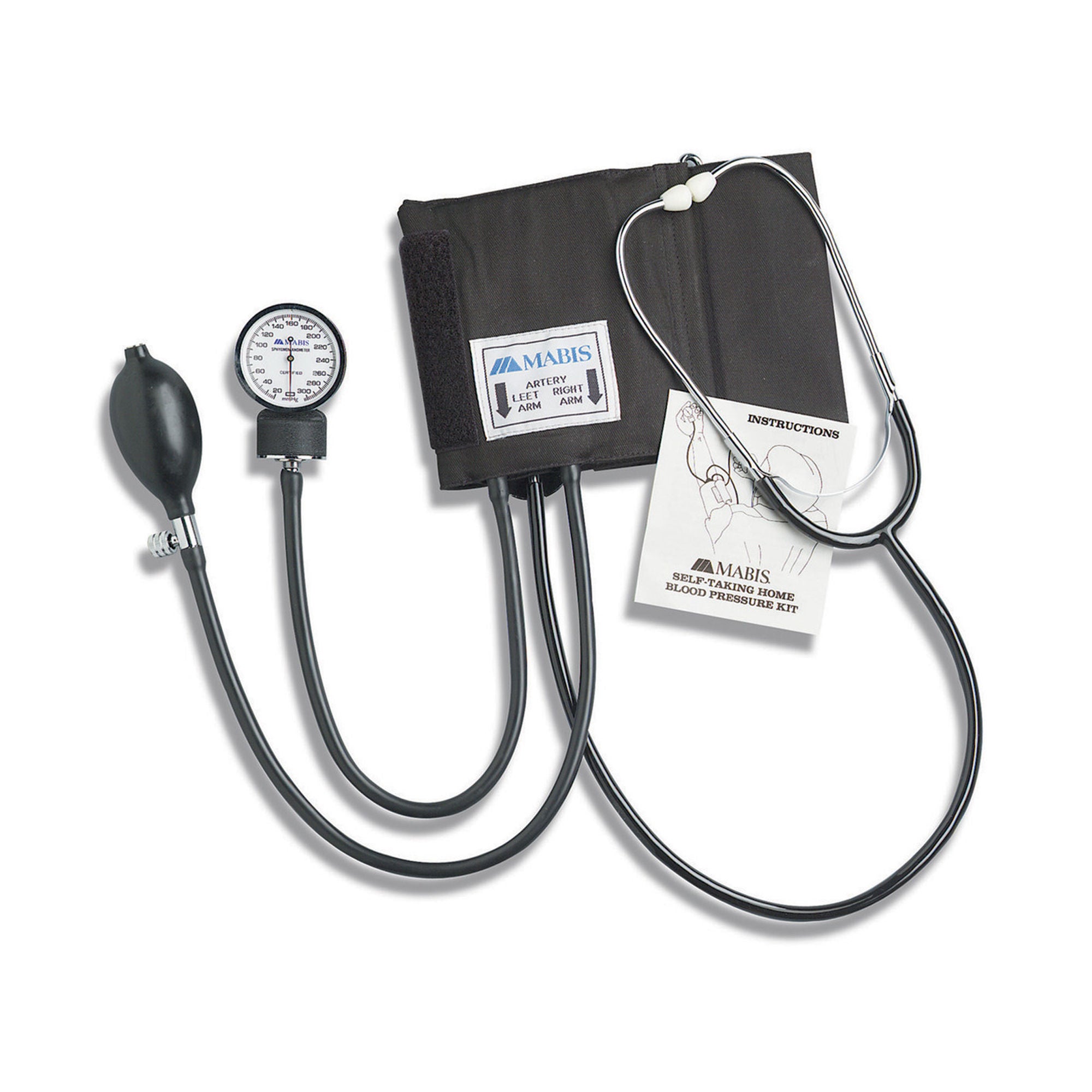 Mabis Healthcare - 04-174-021 Reusable Aneroid / Stethoscope Set Mabis® 25 to 36 cm Adult Cuff Dual Head General Exam Stethoscope Pocket Aneroid