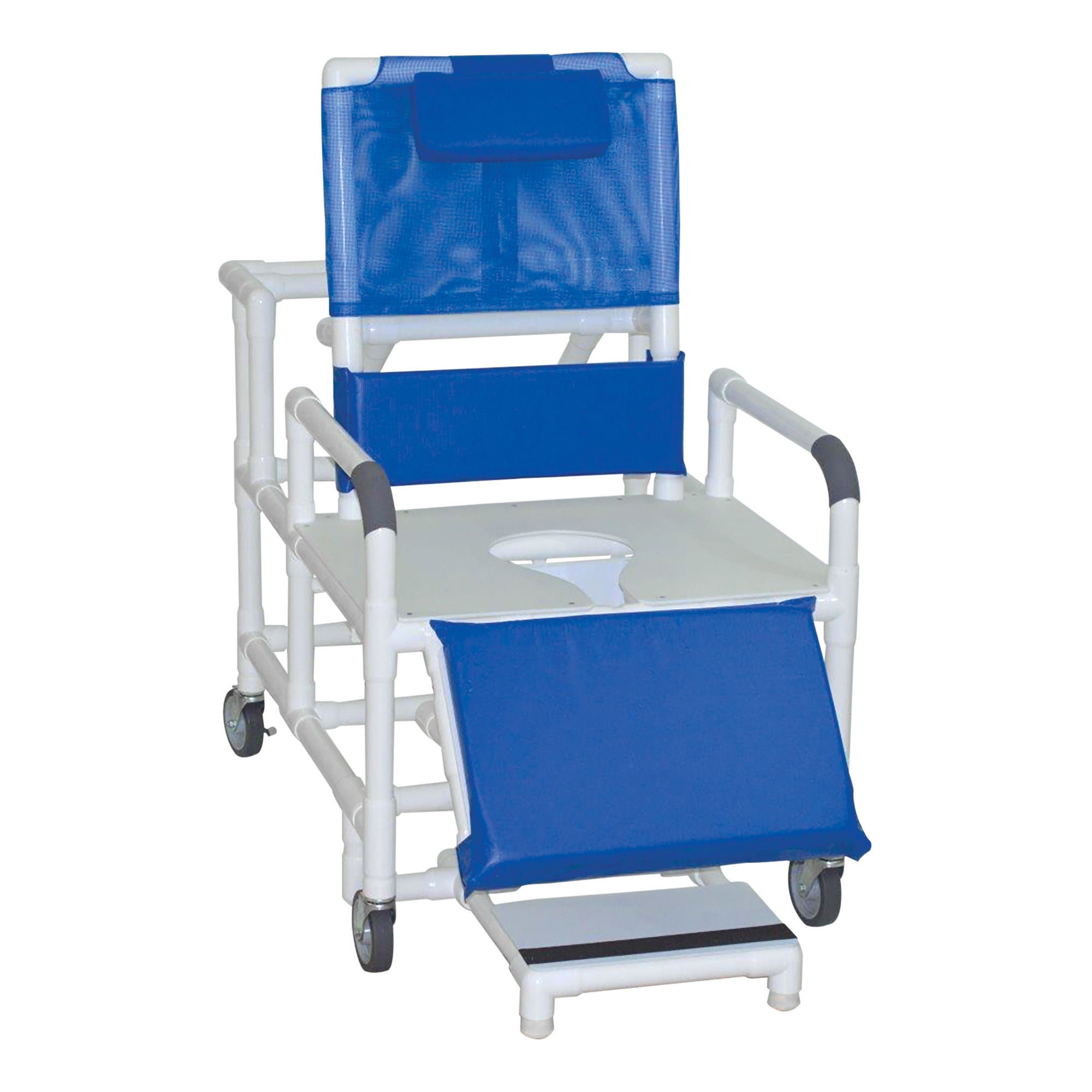 MJM International - 196-26-BAR Shower Chair MJM International Fixed Arms PVC Frame Reclining Backrest 26 Inch Seat Width Internal / 30 Inch Seat Width External 600 lbs. Weight Capacity