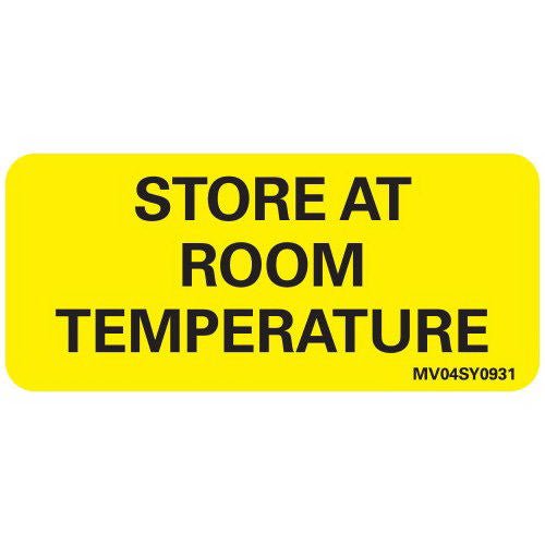 PDC Healthcare - MV04SY0931 Pre-Printed Label MedVision® Auxiliary Label Yellow Paper STORE AT ROOM TEMPERATURE Black Safety and Instructional 1 X 2-1/4 Inch