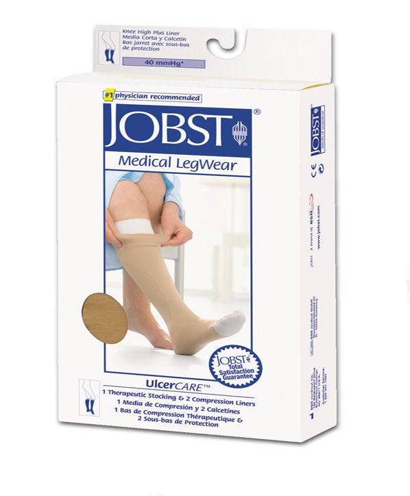 BSN Medical - 114481 Compression Stocking with Liner Jobst® UlcerCARE™ Knee High Large Beige Closed Toe