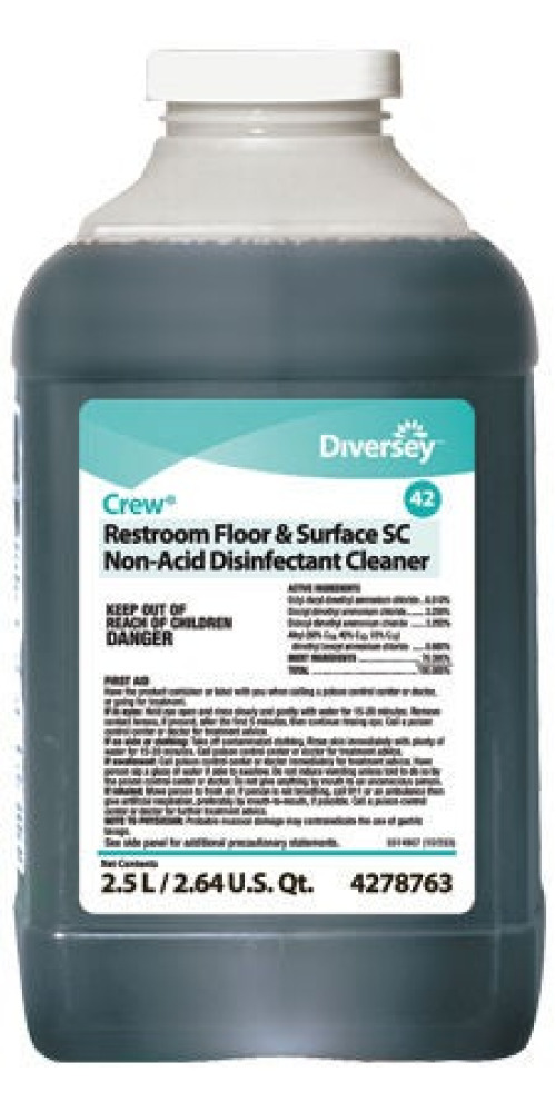 Essendant Co-United Stationers - DVS4278763 Surface Disinfectant Cleaner Diversey™ Crew® Restroom Floor and Surface Alcohol Based J-Fill® Dispensing Systems Liquid Concentrate 2.5 Liter Bottle Fresh Scent NonSterile
