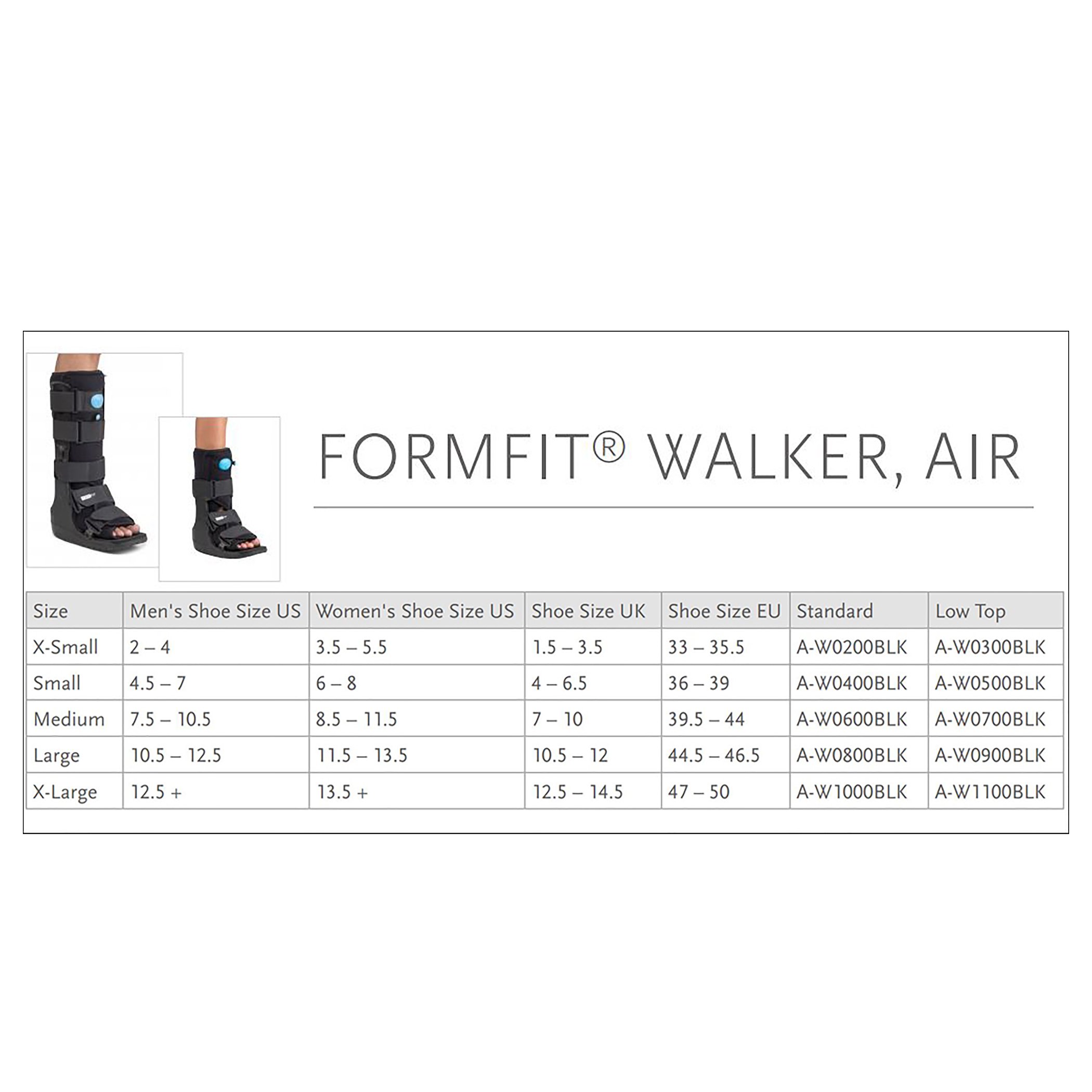Ossur A-W0300BLK - Ossur Formfit® Low Top Air Walker Boot, Extra Small - 1/Each