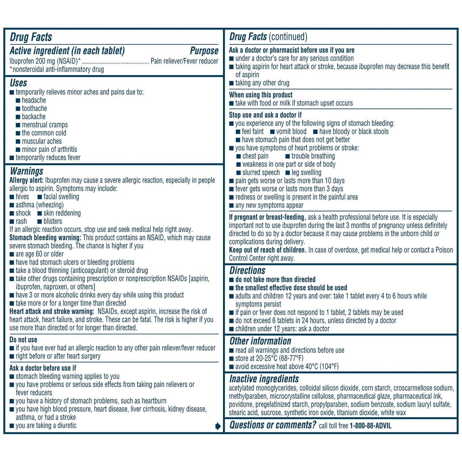 Glaxo Consumer Products 30573015489 - Advil® Ibuprofen Pain Relief Tablet - 100/Box