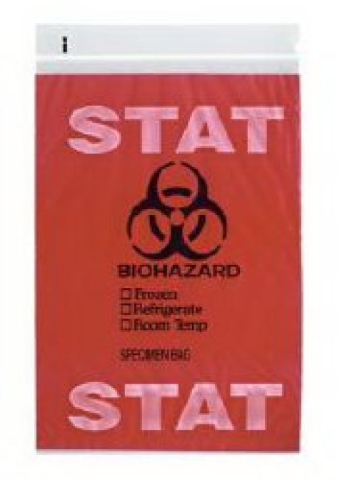 ASP Global LLC Q603 - Specimen Transport Bag, Document Pouch, Zip Closure, Red Tint, STAT print, 6 x 9 - 100/Pack, 1000/Case