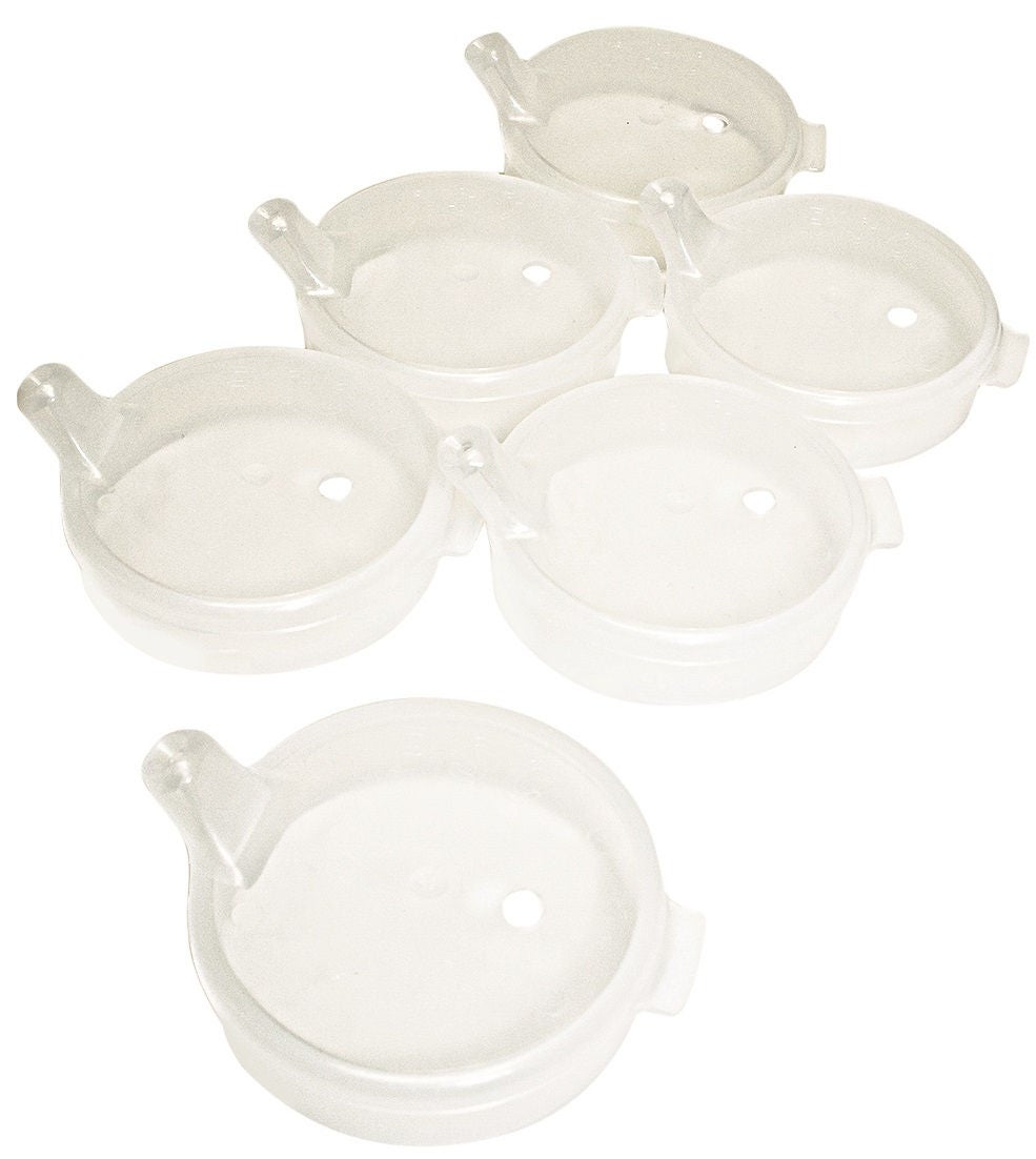 Fabrication Enterprises - 60-1030 Drinking Cup Lid with Spout For 60-1012 Two Handle Cups, 60-1010 Tumblers and 60-1011 One Handle Cups Translucent Plastic Reusable